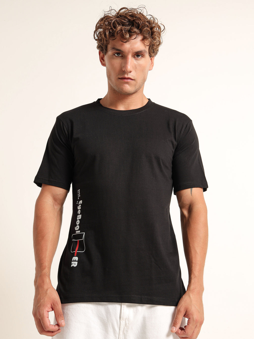 Men's Black and Red Ever Text T-Shirt