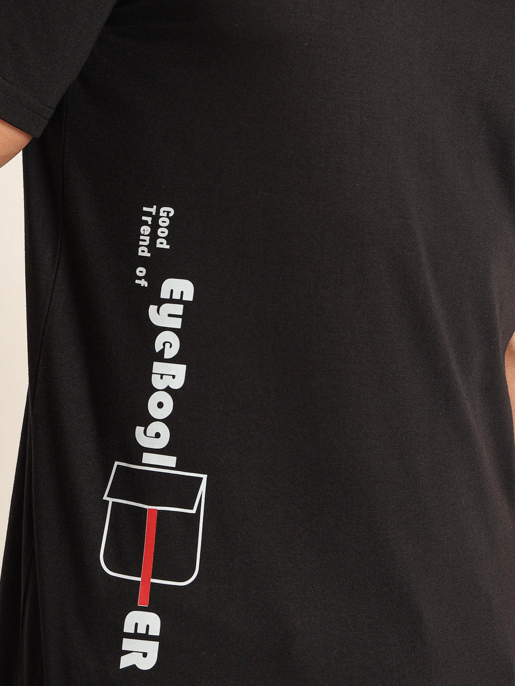 Men's Black and Red Ever Text T-Shirt