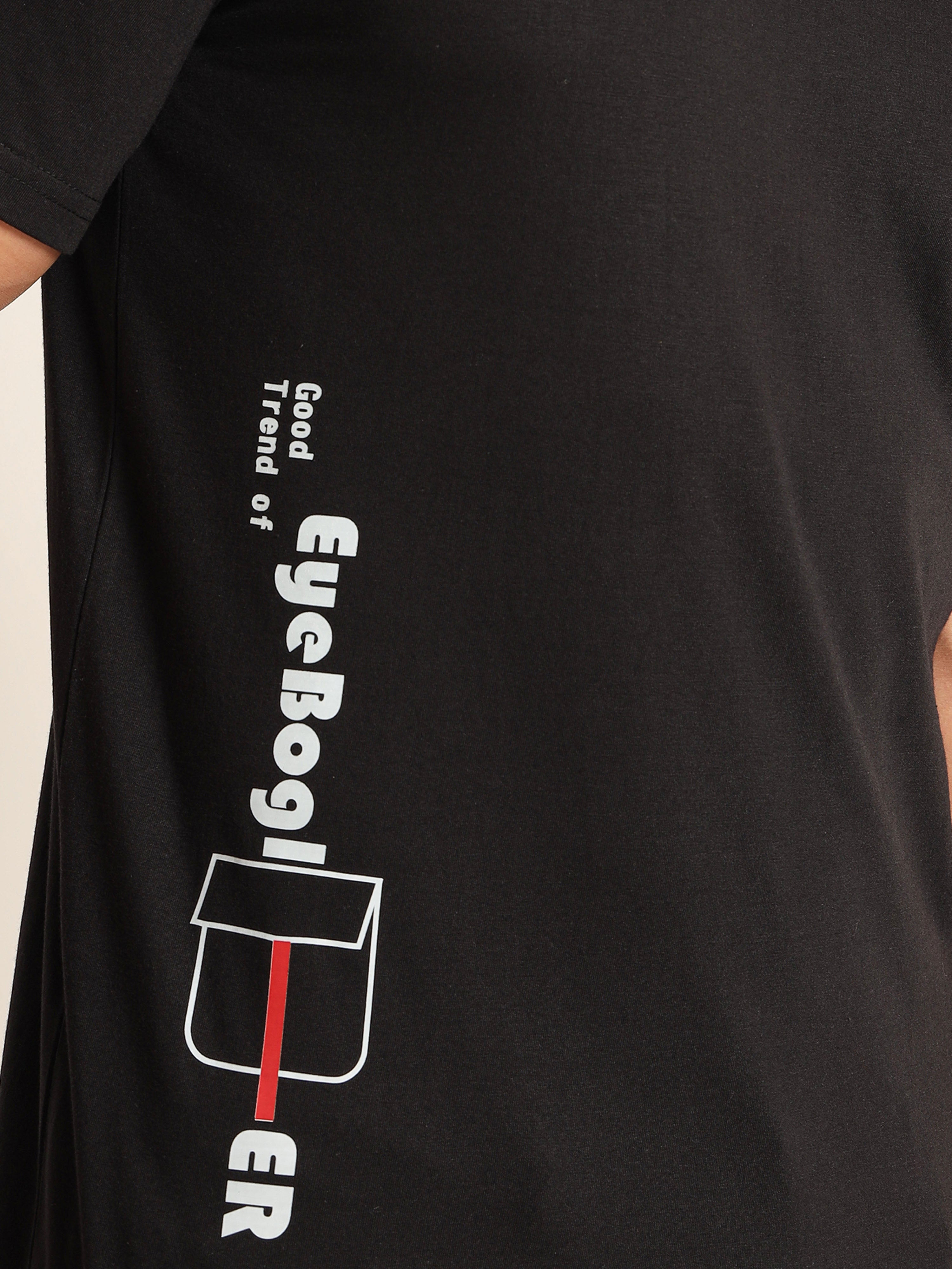 Men's Black and Red Ever Text T-Shirt