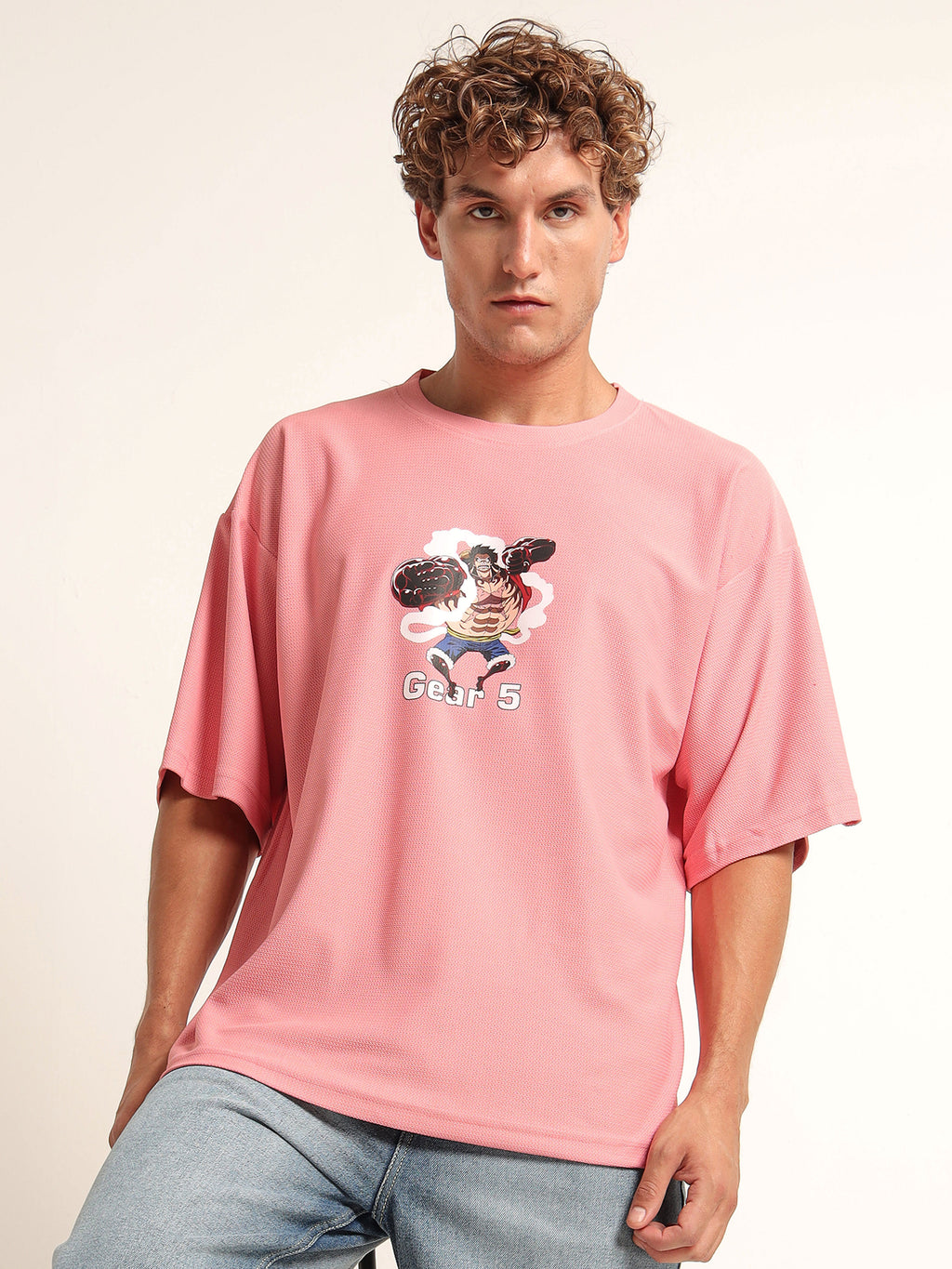 Men's Pink One Piece Gear 5 Oversized T-Shirt