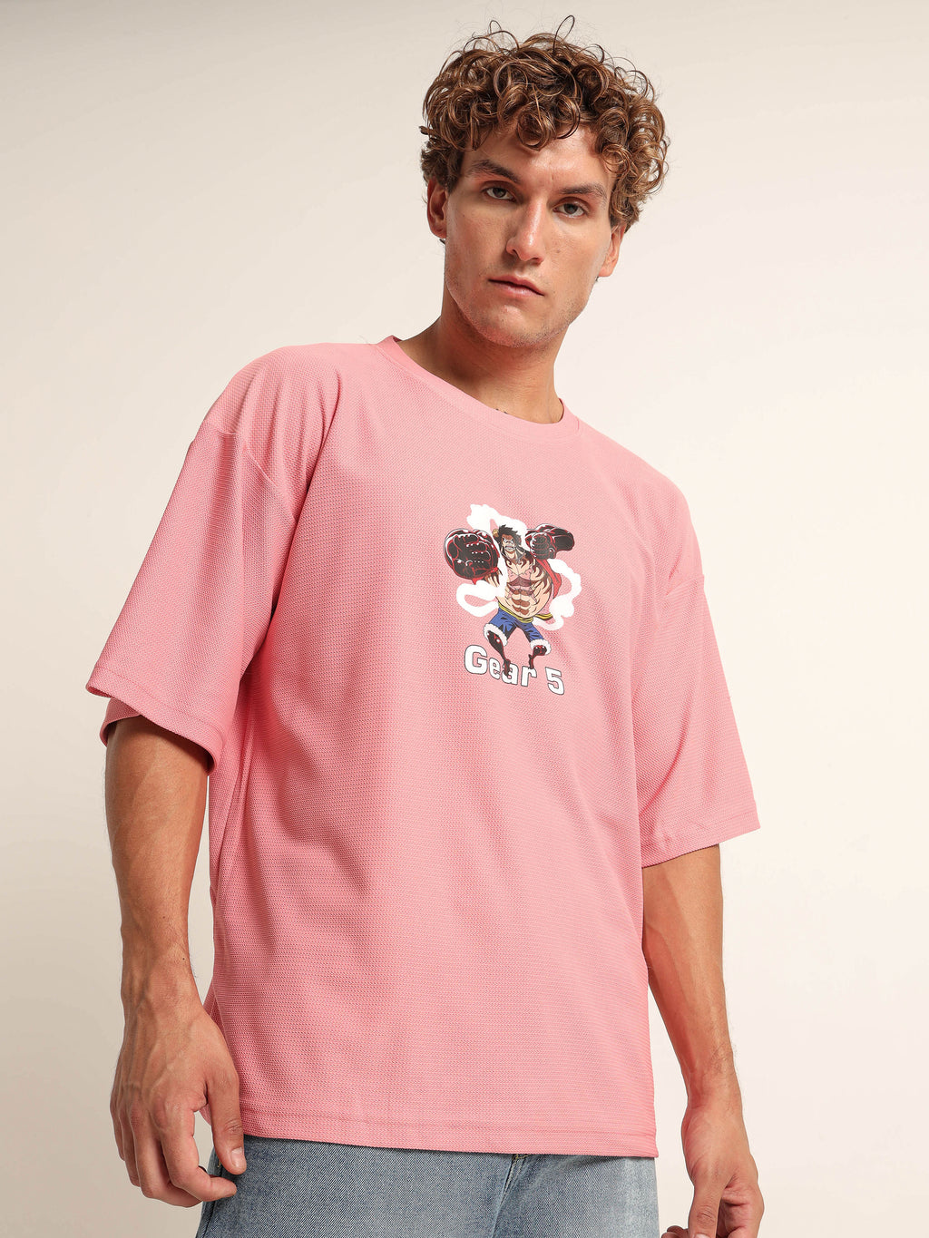 Men's Pink One Piece Gear 5 Oversized T-Shirt