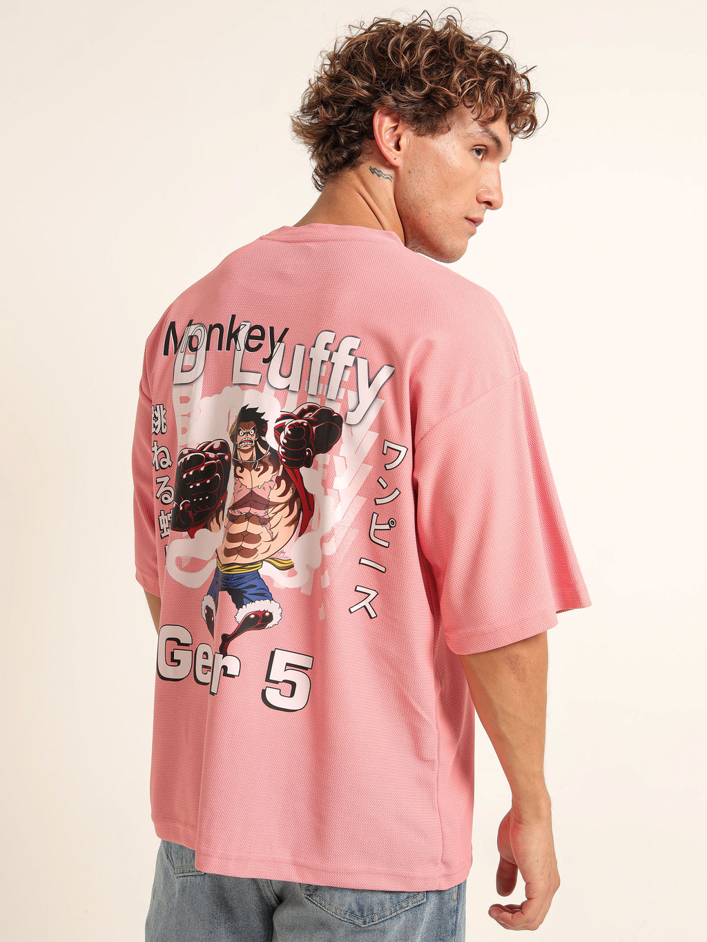 Men's Pink One Piece Gear 5 Oversized T-Shirt