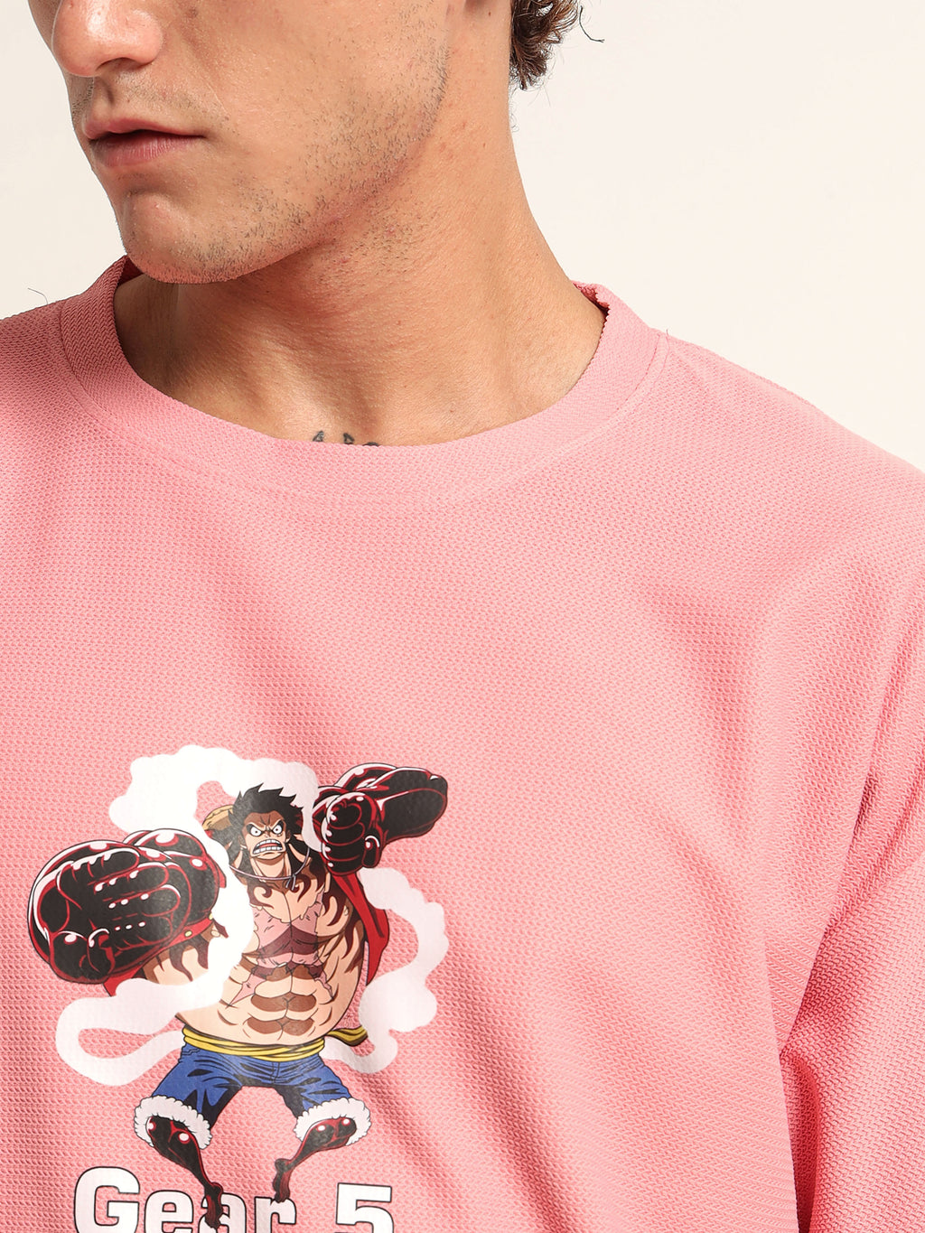 Men's Pink One Piece Gear 5 Oversized T-Shirt