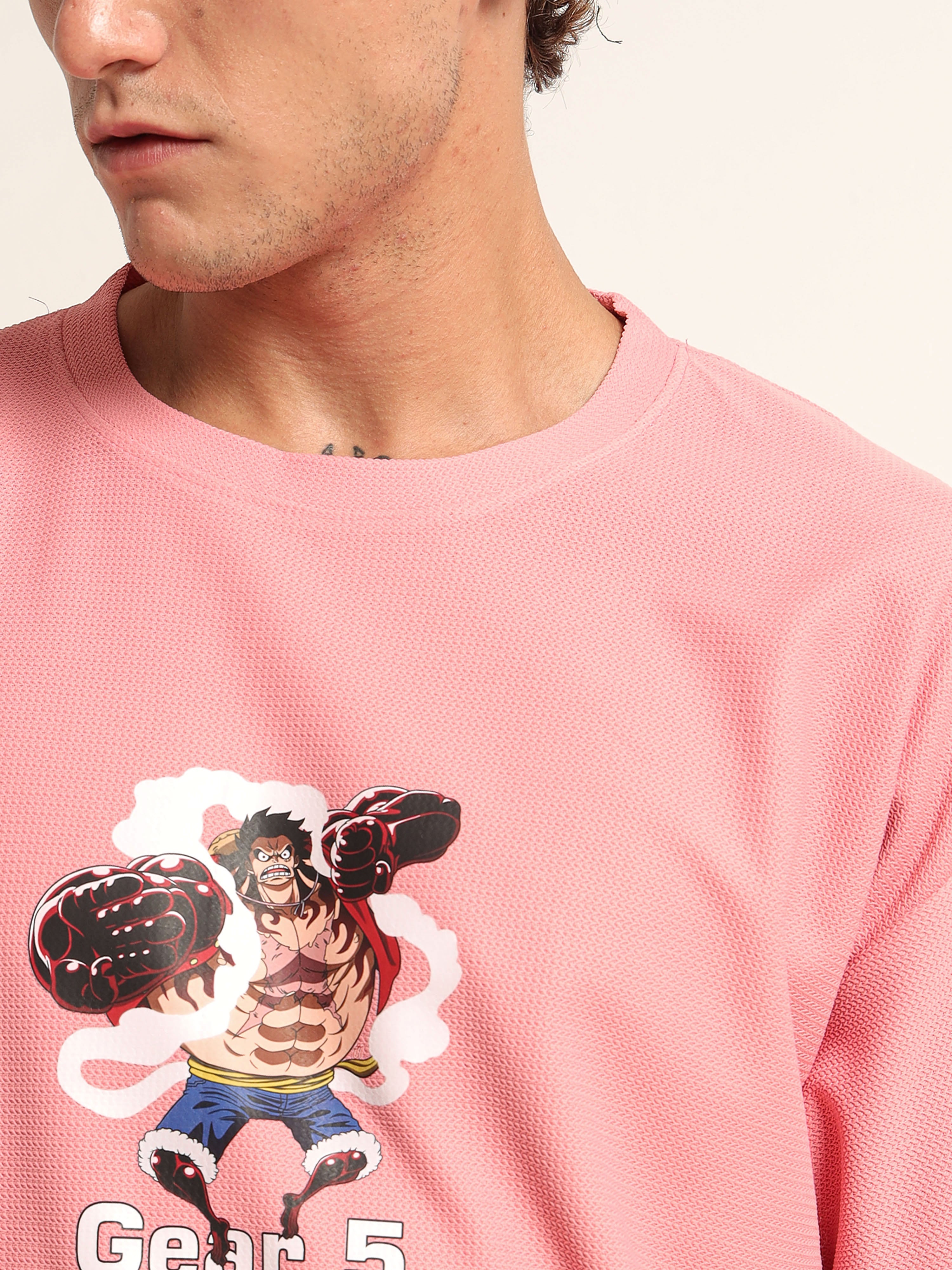 Men's Pink One Piece Gear 5 Oversized T-Shirt