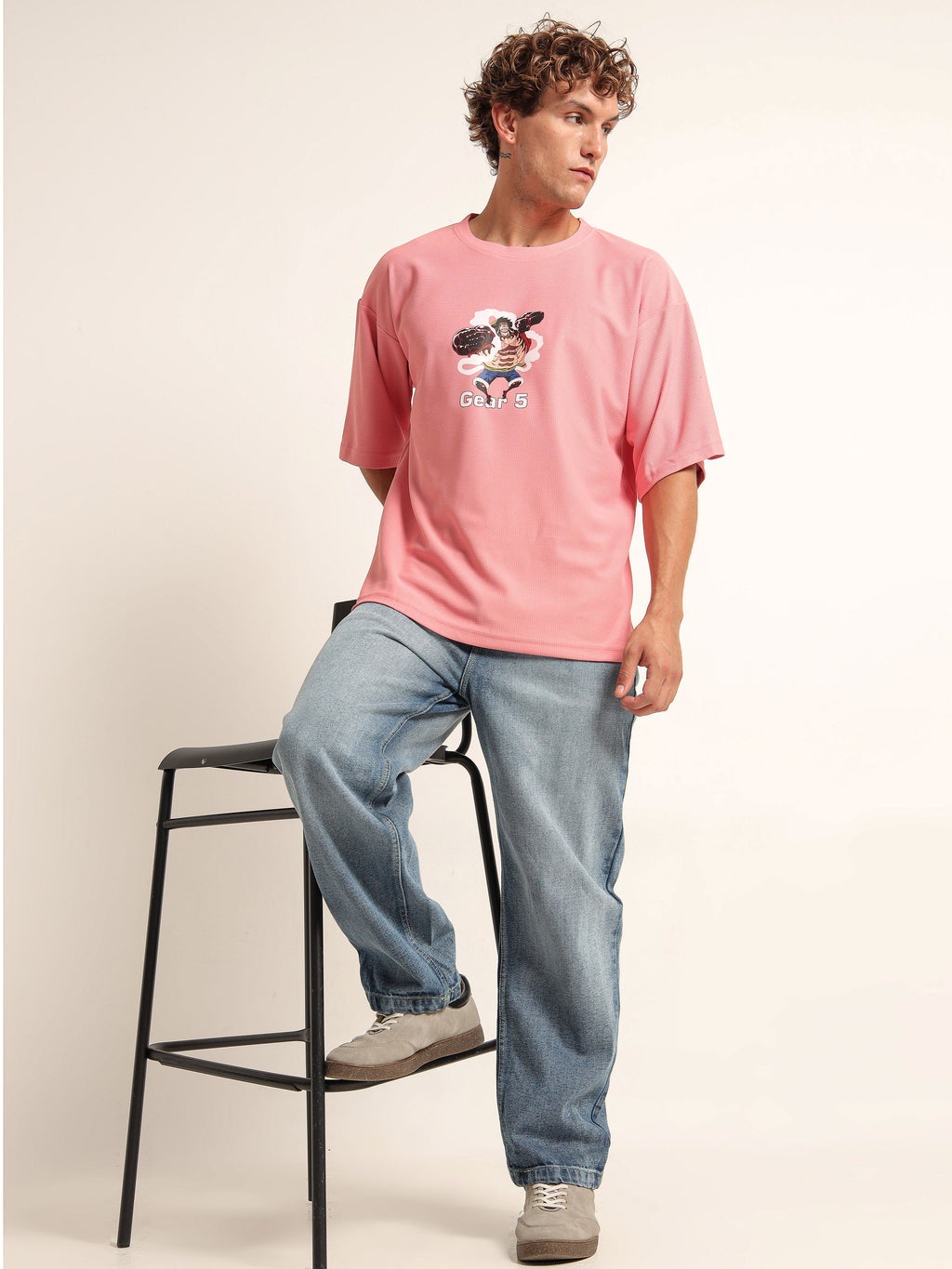 Men's Pink One Piece Gear 5 Oversized T-Shirt