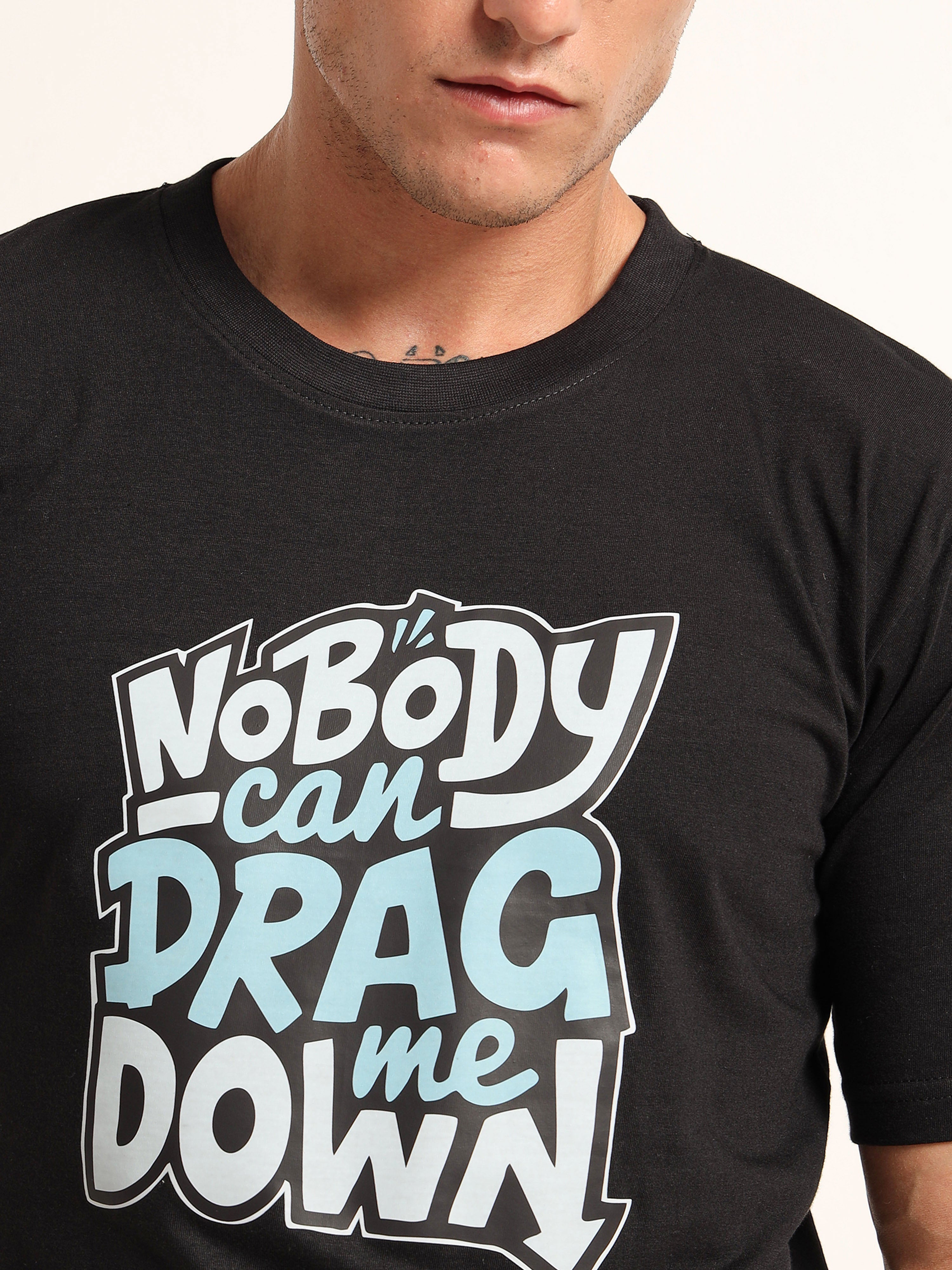 Men's Black and Blue Drag Down Graphic T-Shirt