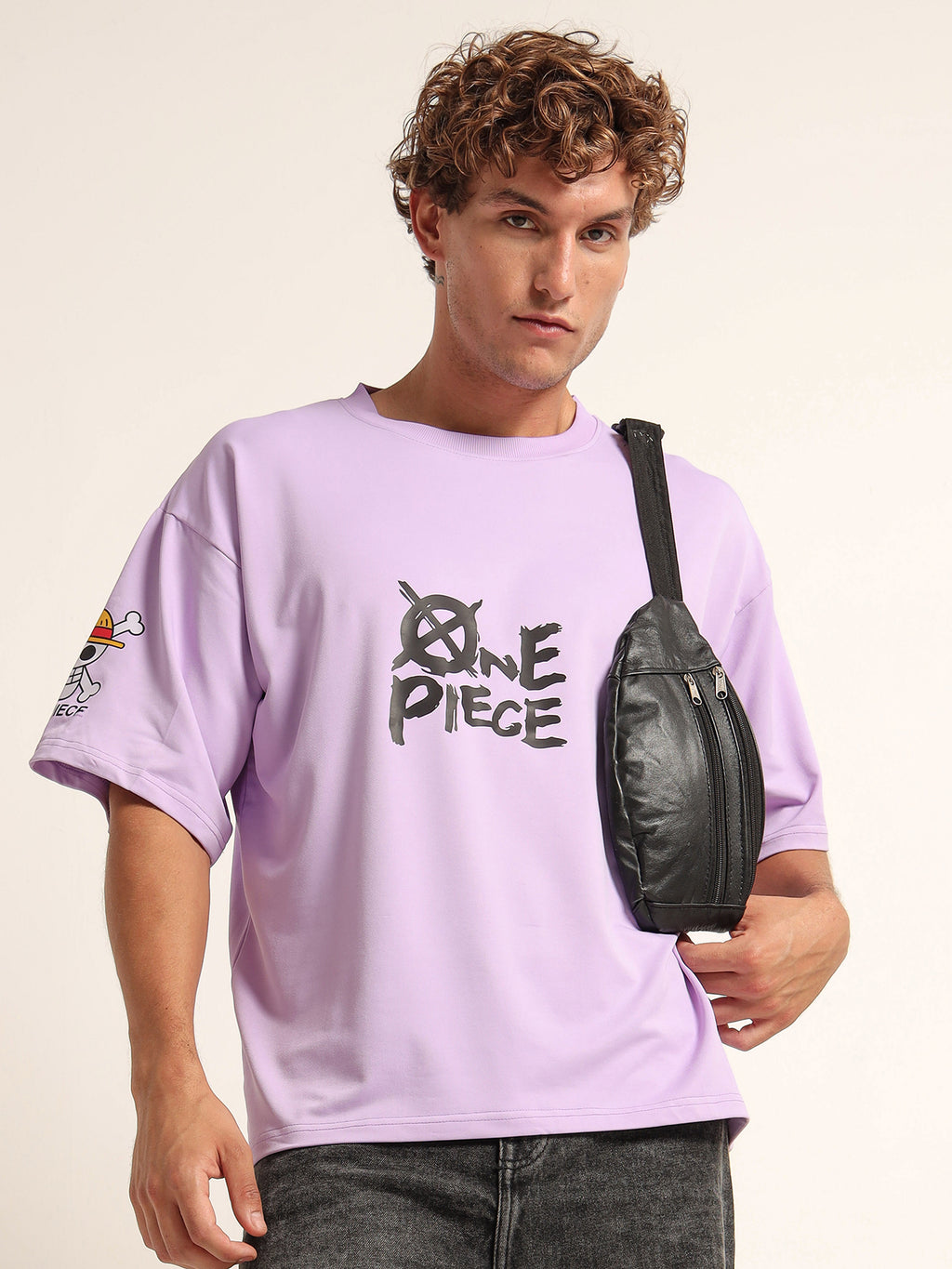 Men's Lavender Great Wave Off Kanagawa Oversized T-Shirt