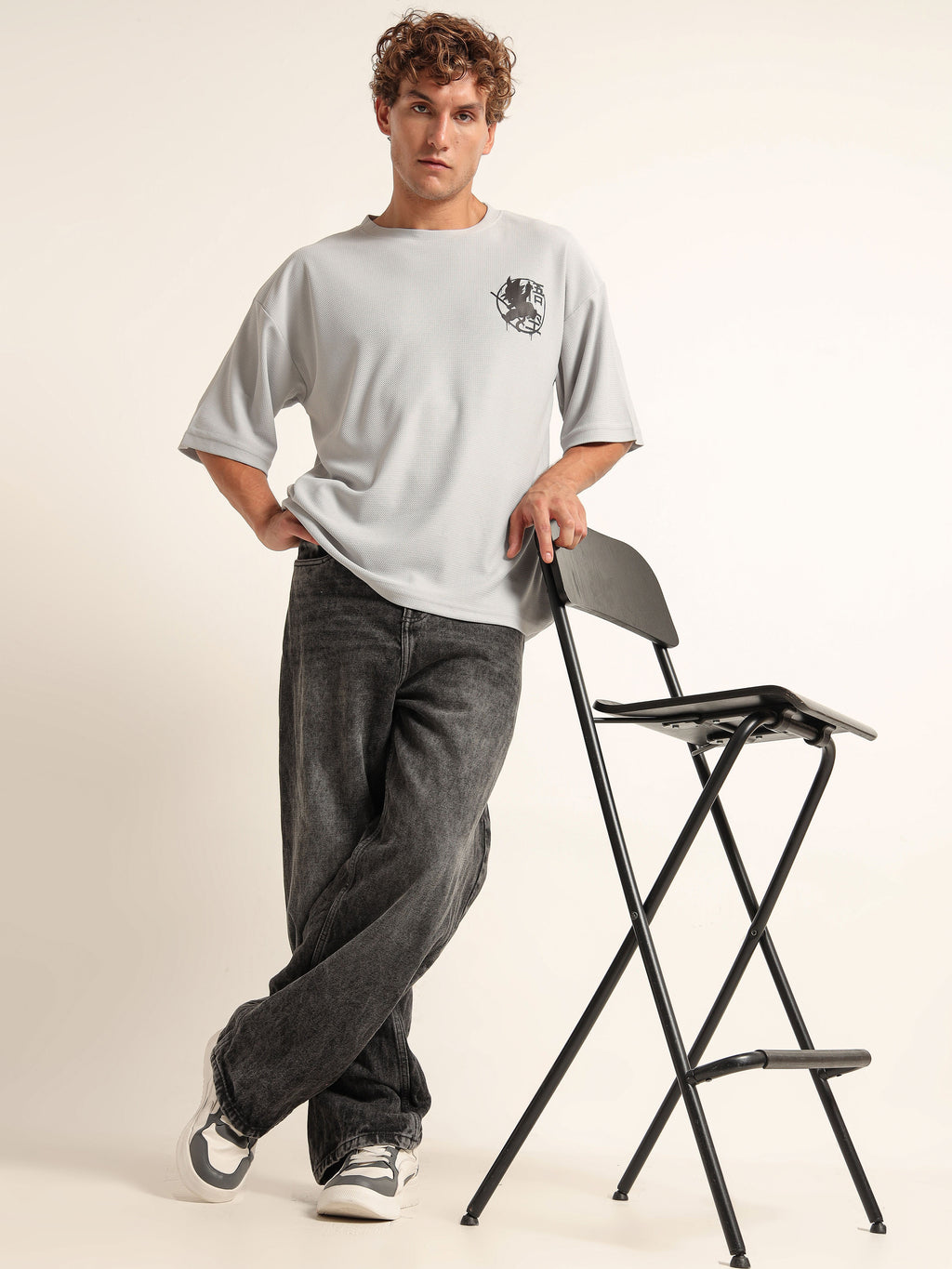 Minimalist Ninja Graphic Oversized T-Shirt