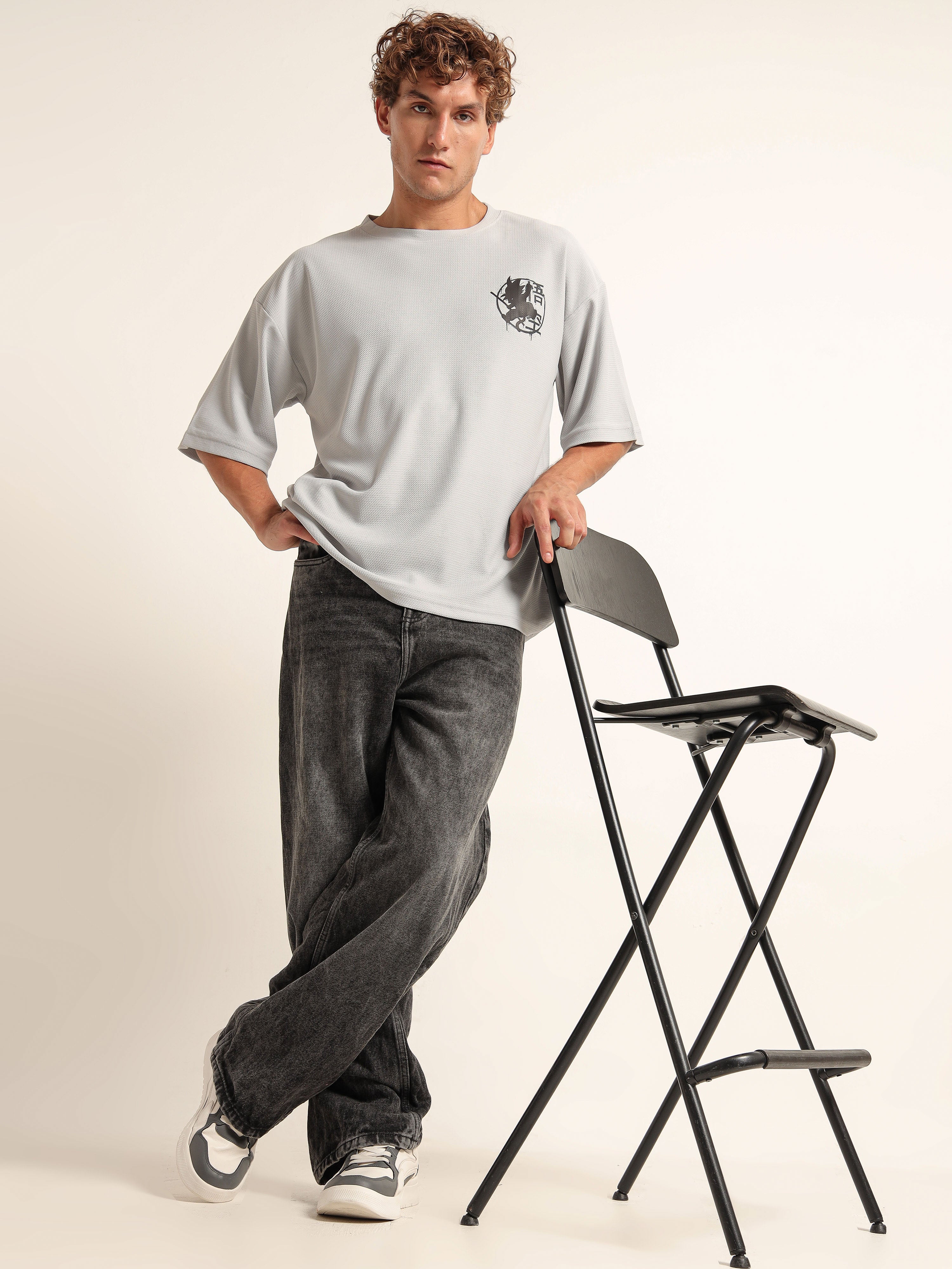 Minimalist Ninja Graphic Oversized T-Shirt