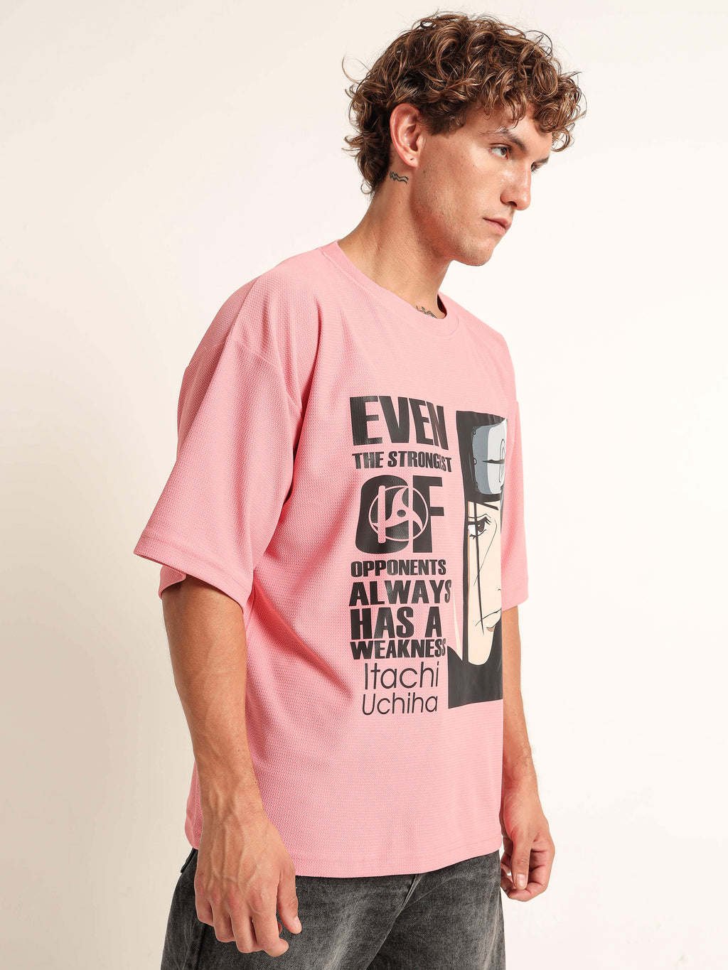 Men Printed Drop-Shoulder Sleeves Applique Peach T-shirt