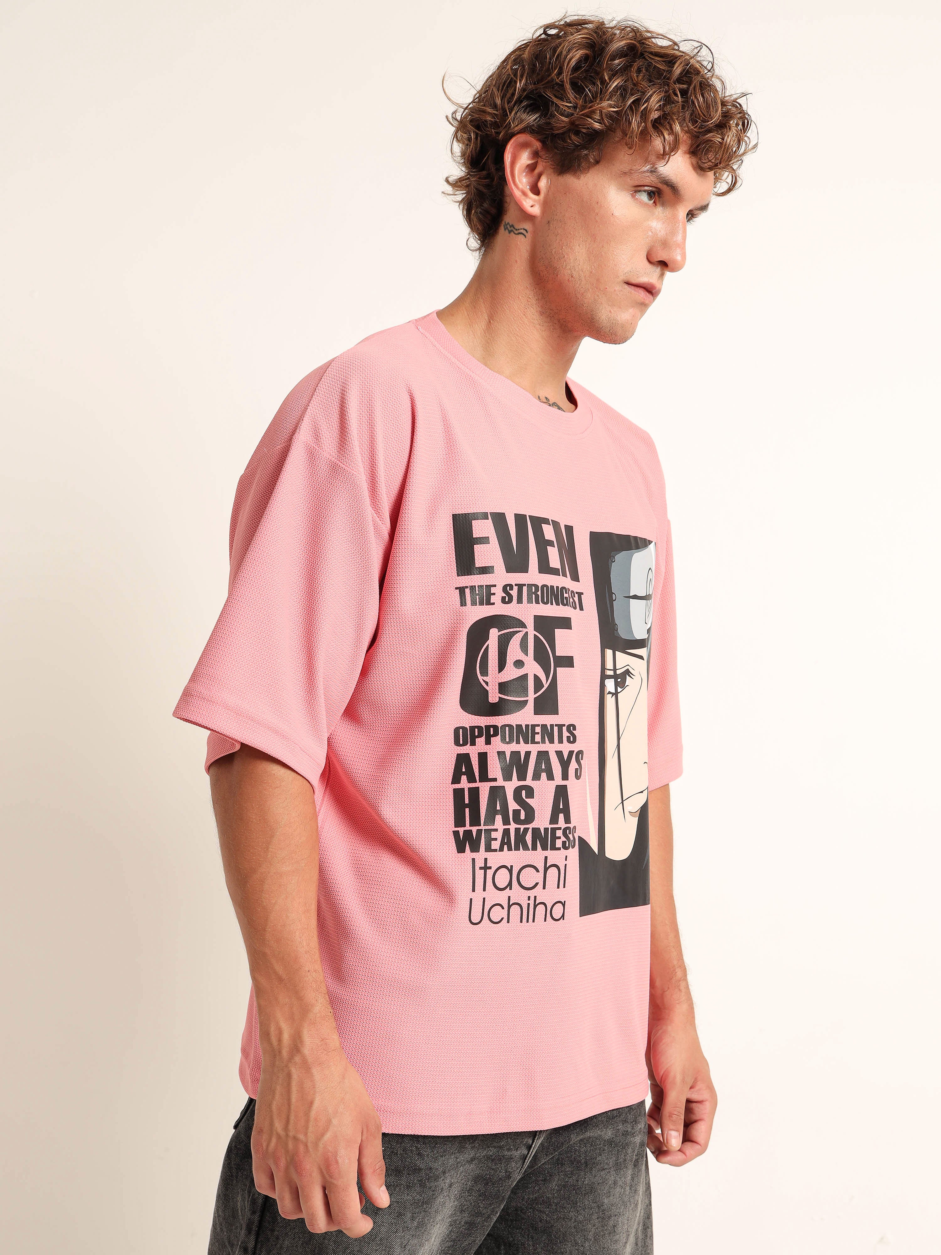 Men Printed Drop-Shoulder Sleeves Applique Peach T-shirt