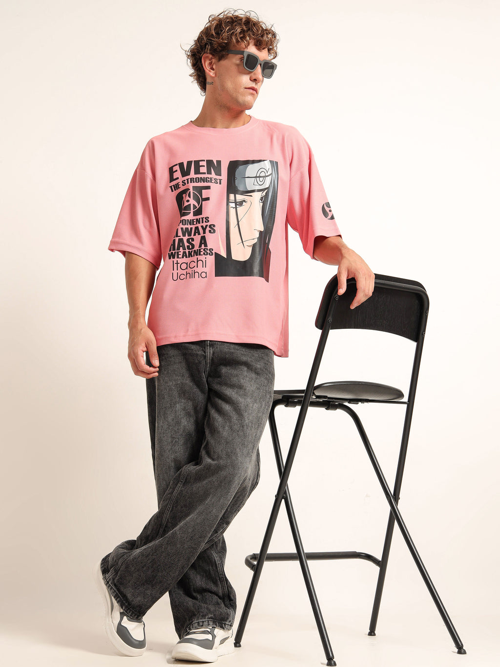 Men Printed Drop-Shoulder Sleeves Applique Peach T-shirt