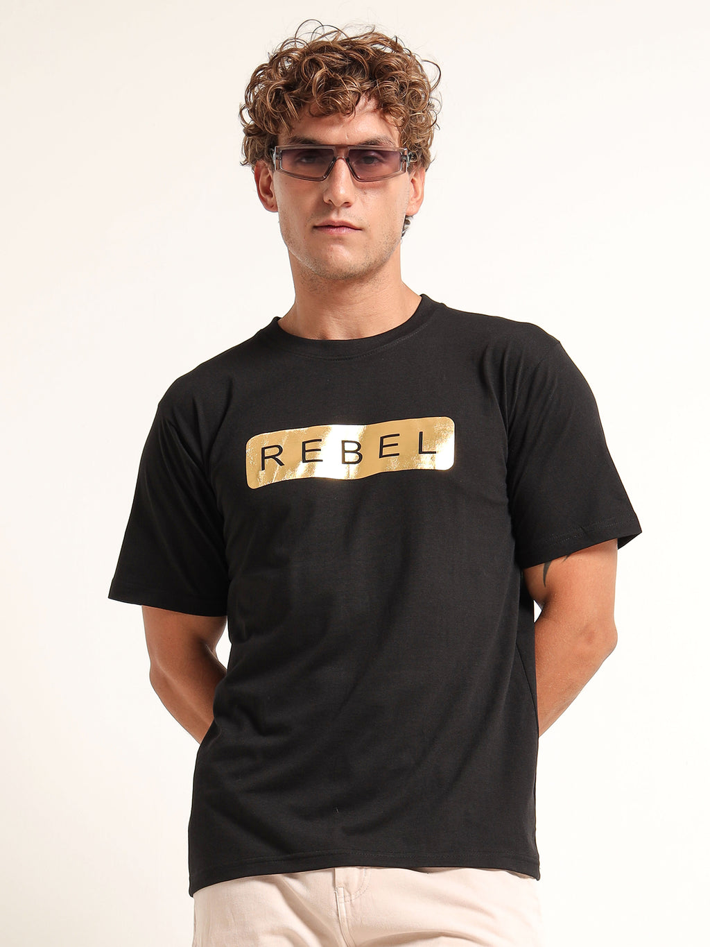 Men's Black and Gold Rebel Graphic T-Shirt