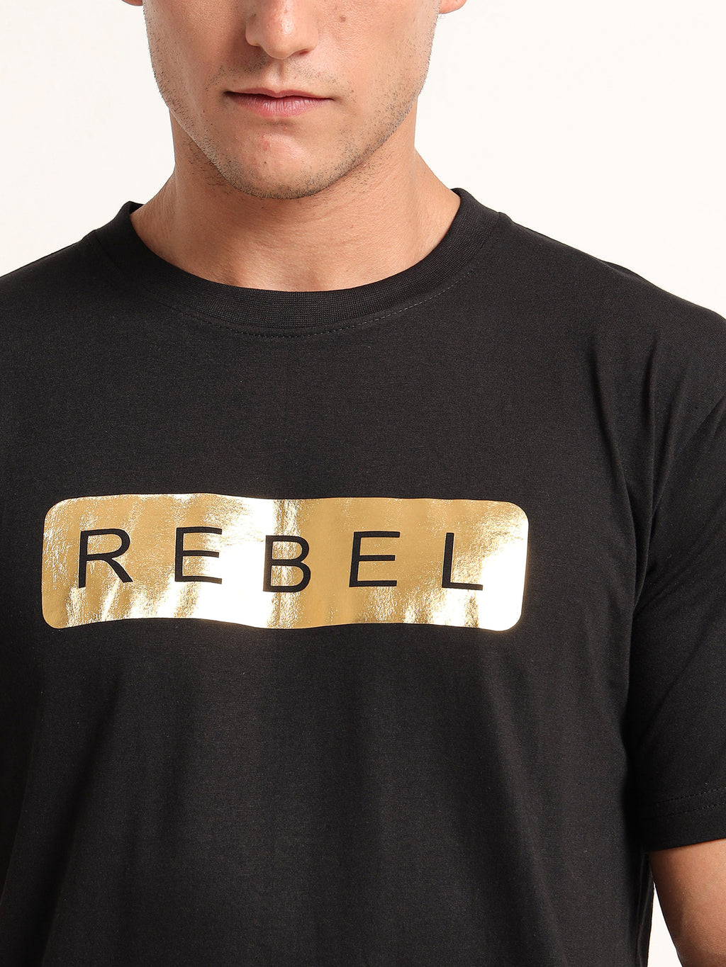 Men's Black and Gold Rebel Graphic T-Shirt