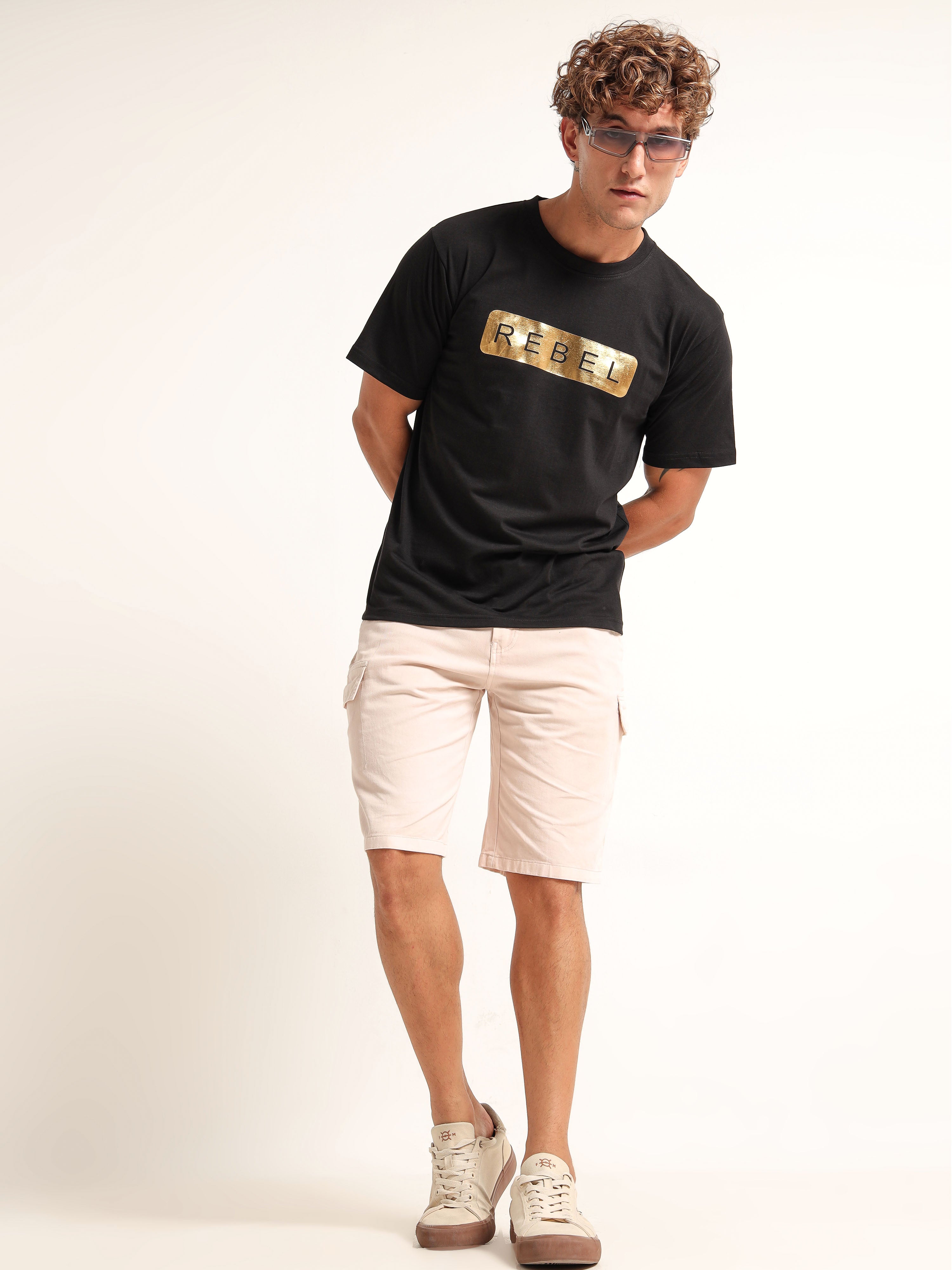 Men's Black and Gold Rebel Graphic T-Shirt