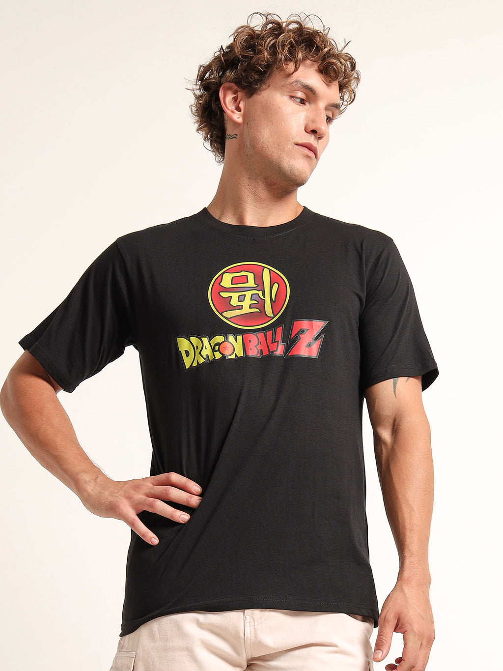 Men's Black and Multi-Color Dragon Ball Z Logo T-Shirt