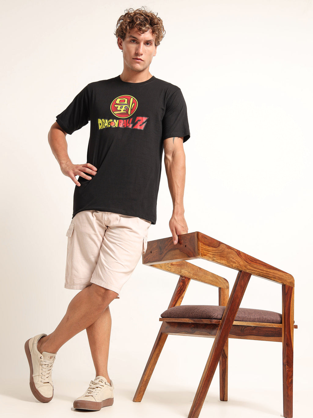 Men's Black and Multi-Color Dragon Ball Z Logo T-Shirt