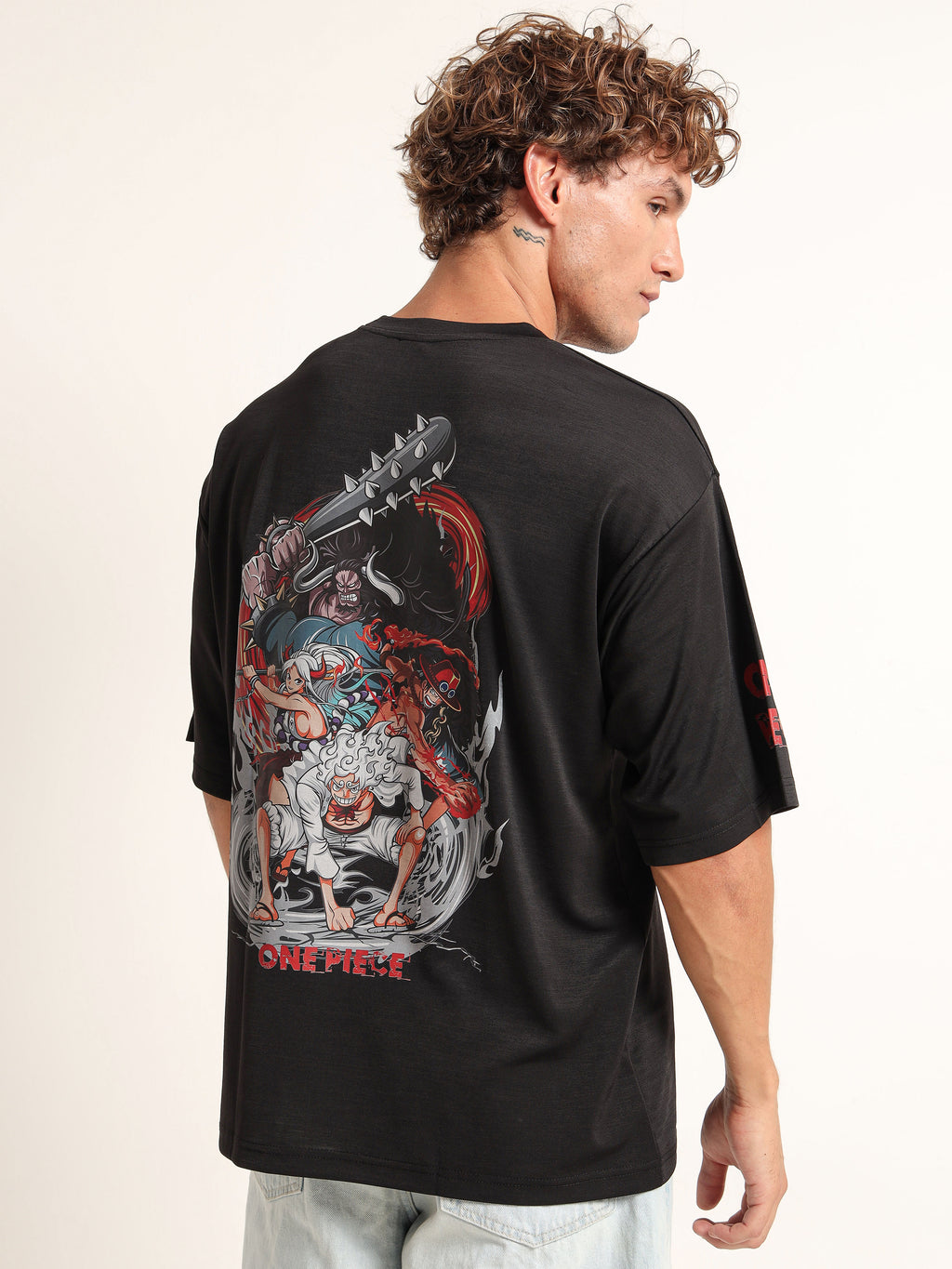 Men's Black One Piece Wano Arc Gear 5 Oversized T-Shirt
