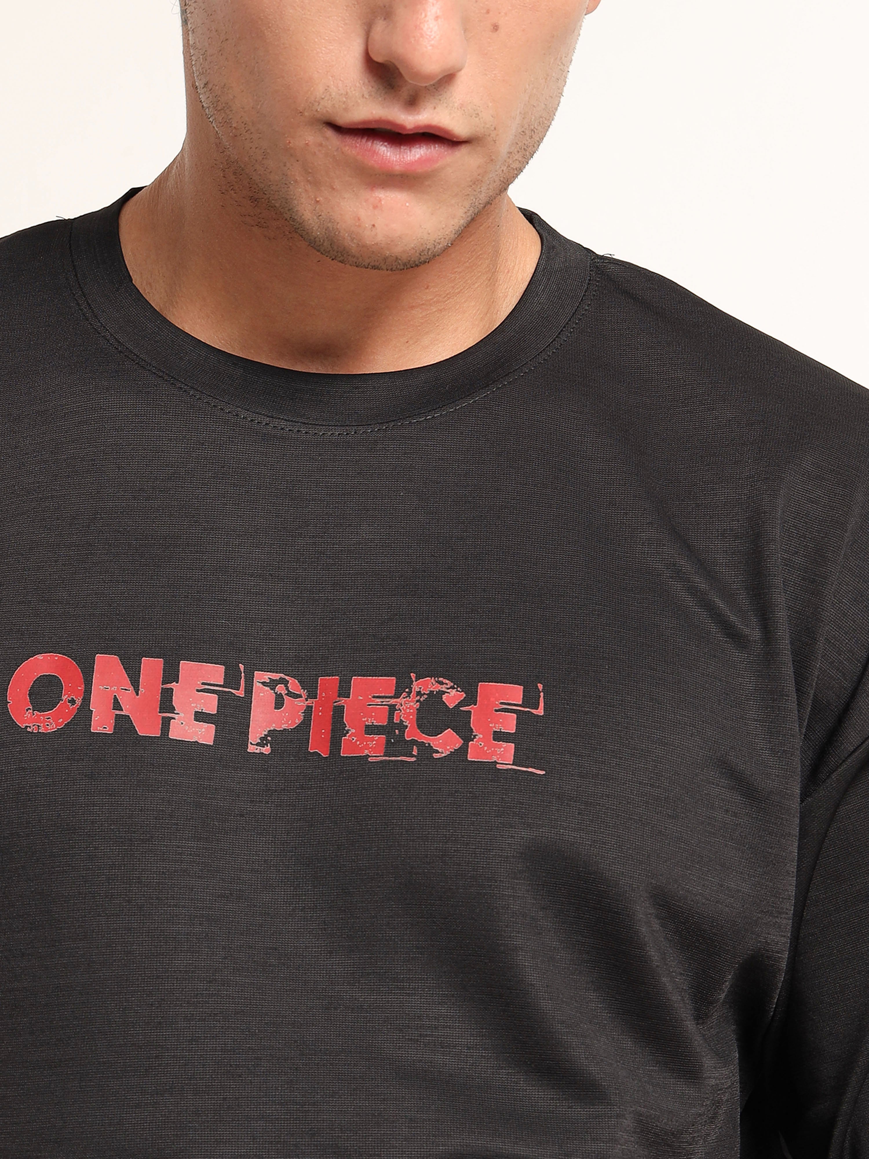 Men's Black One Piece Wano Arc Gear 5 Oversized T-Shirt