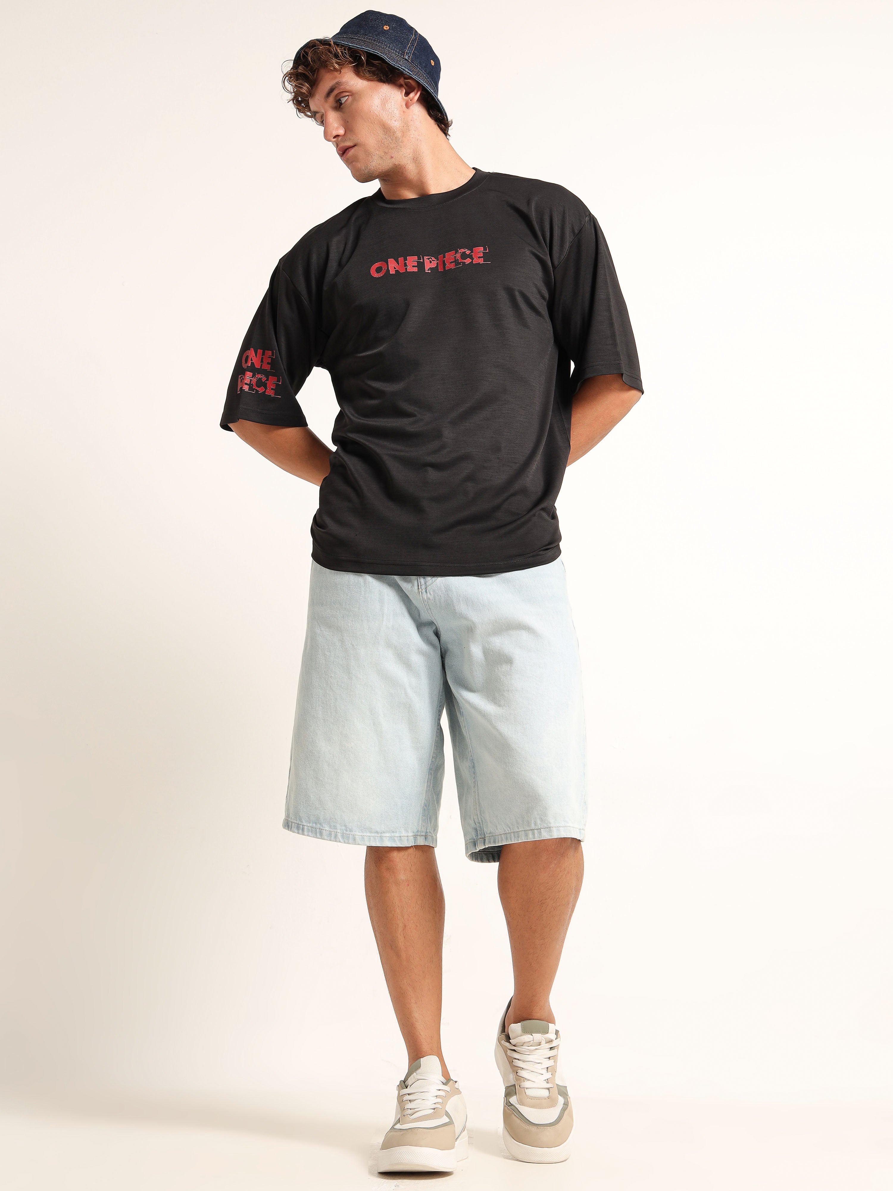 Men's Black One Piece Wano Arc Gear 5 Oversized T-Shirt