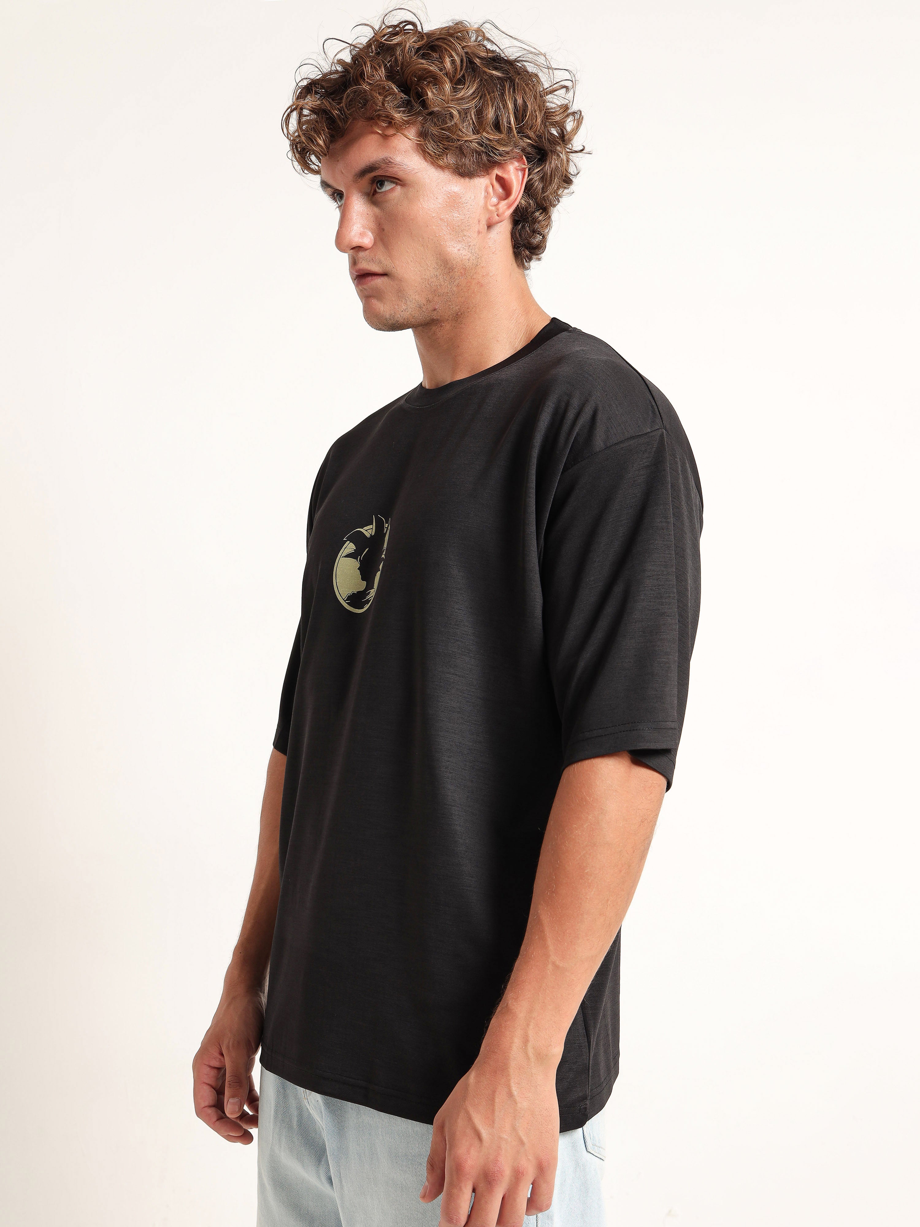 Men's Black Dragon Ball Z Goku Silhouette Oversized T-Shirt