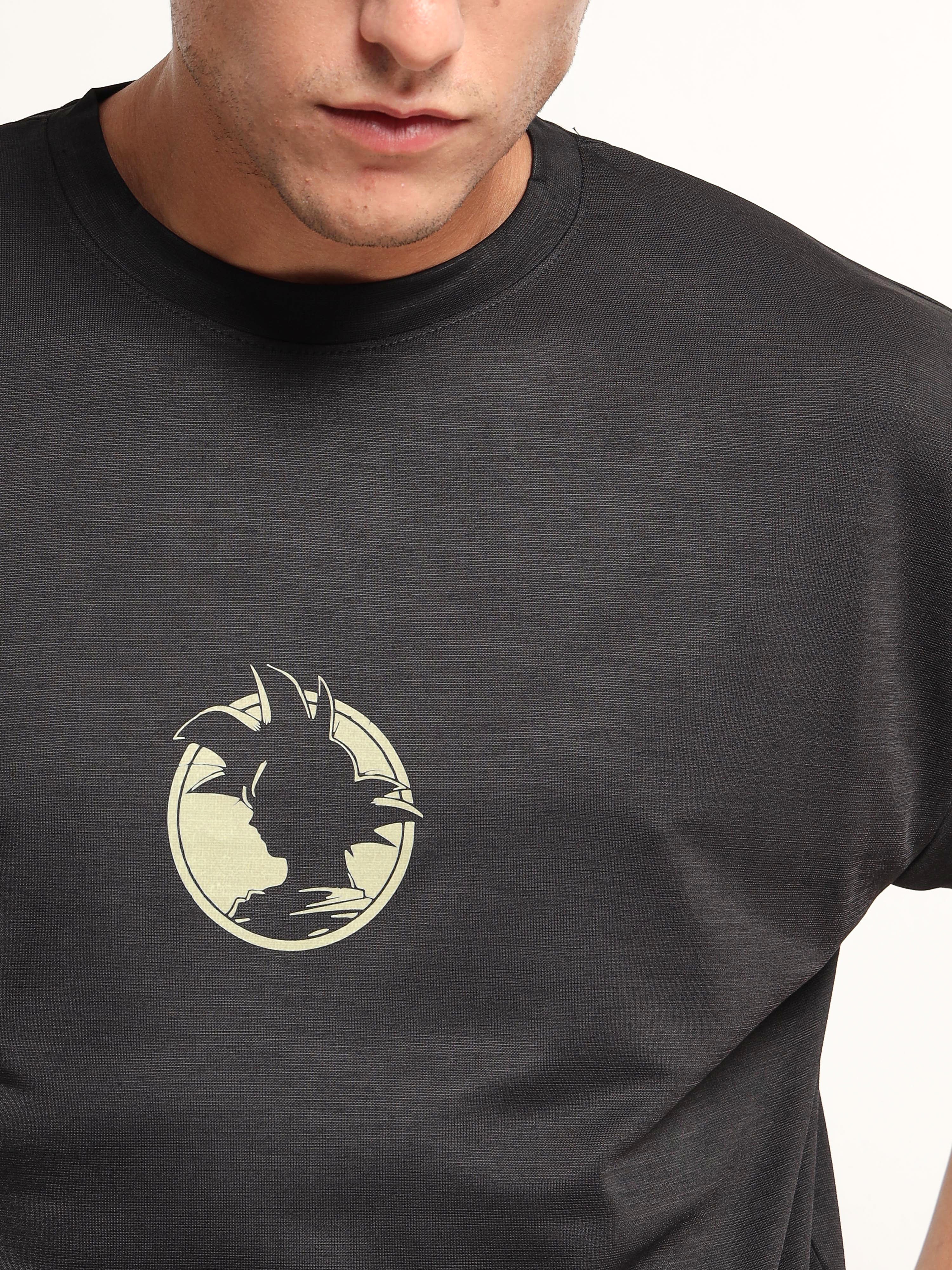 Men's Black Dragon Ball Z Goku Silhouette Oversized T-Shirt