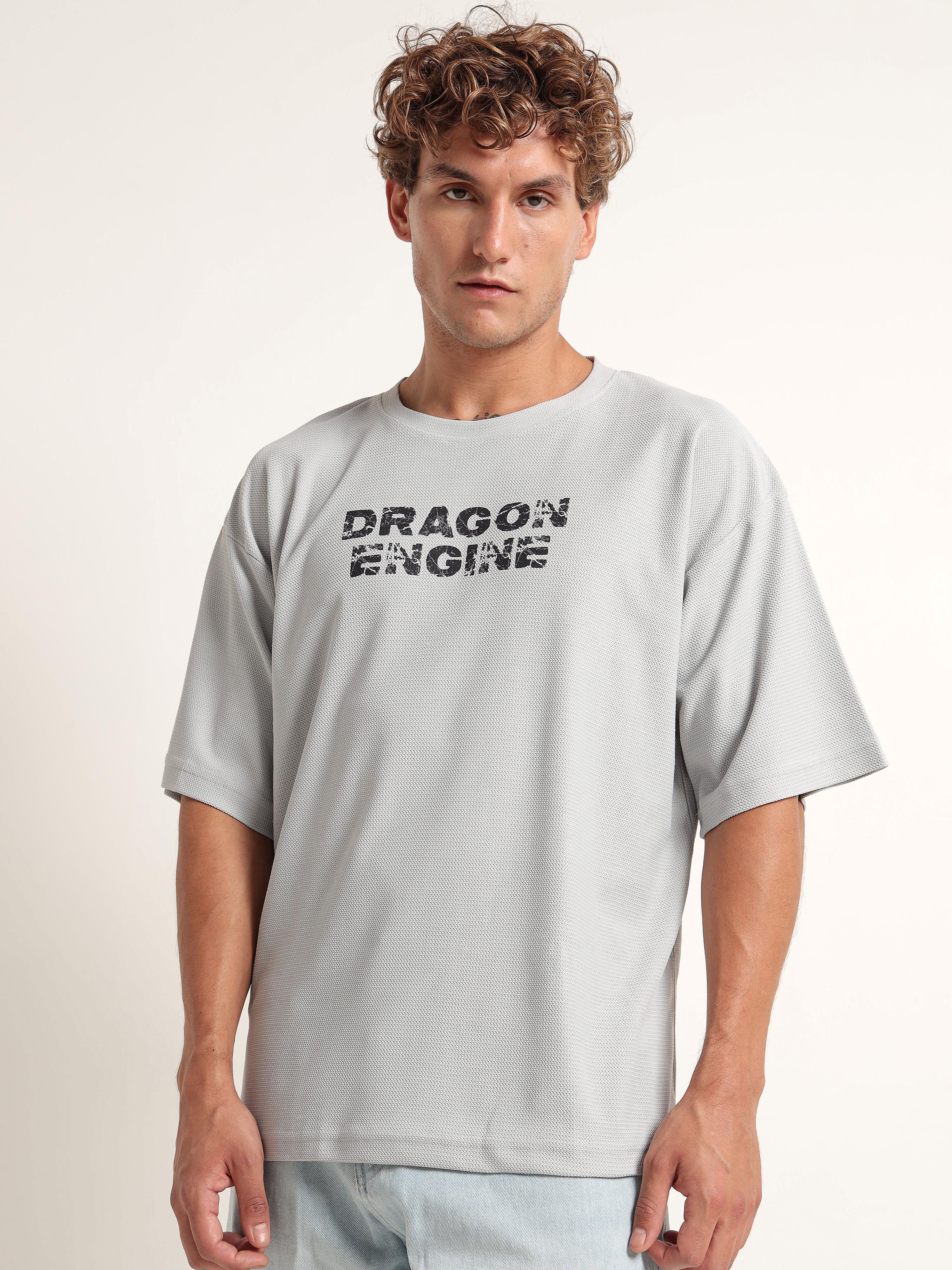 "DRAGON ENGINE" Textured Oversized T-Shirt