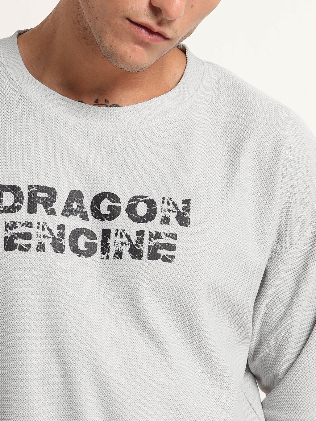 "DRAGON ENGINE" Textured Oversized T-Shirt
