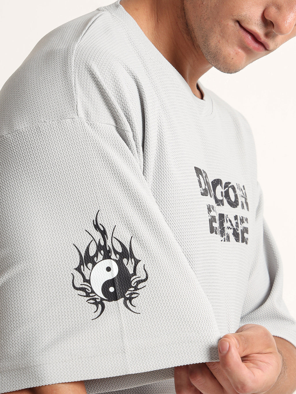 "DRAGON ENGINE" Textured Oversized T-Shirt