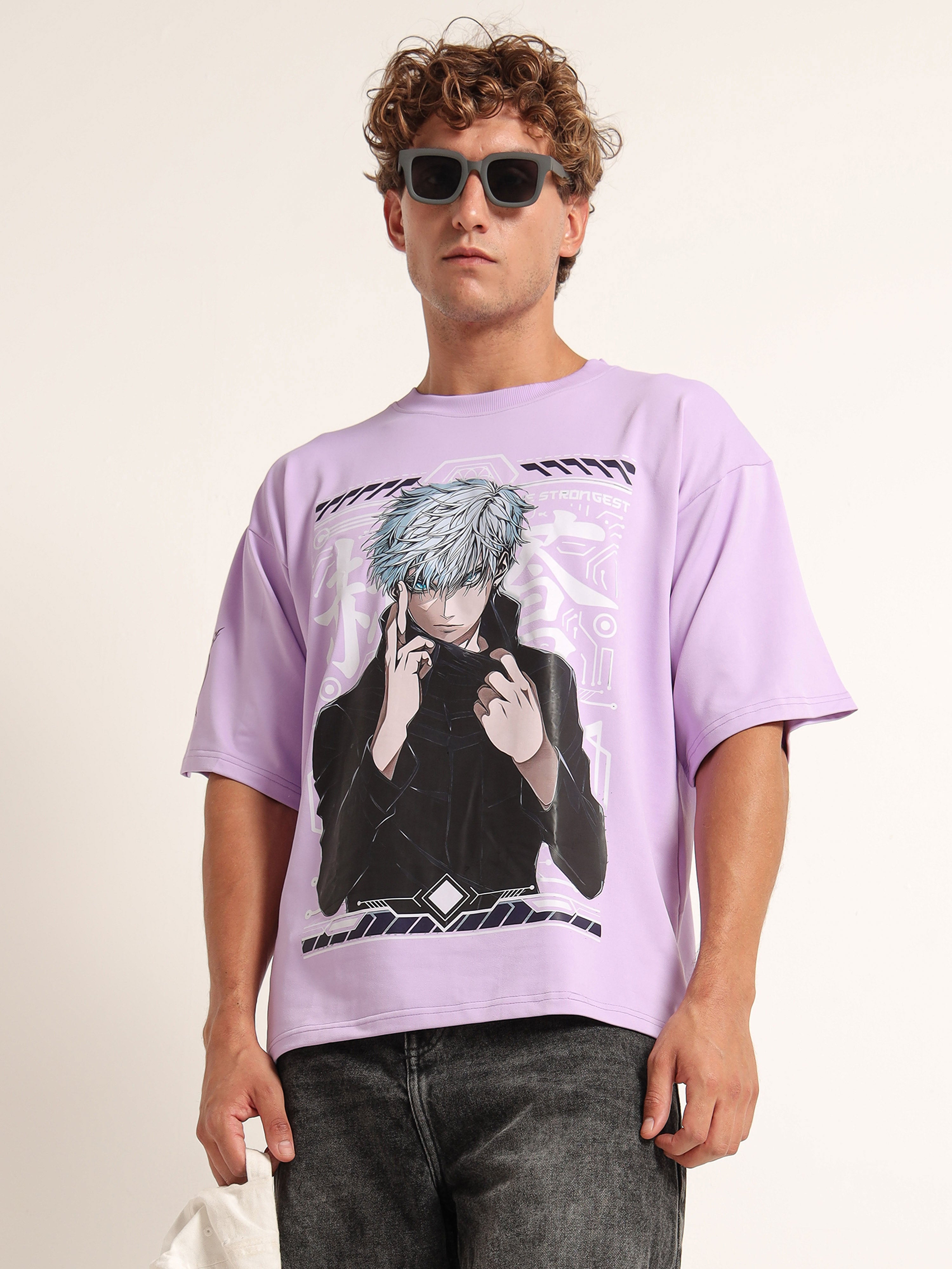 Men's Lilac Jujutsu Kaisen Gojo Oversized T-Shirt