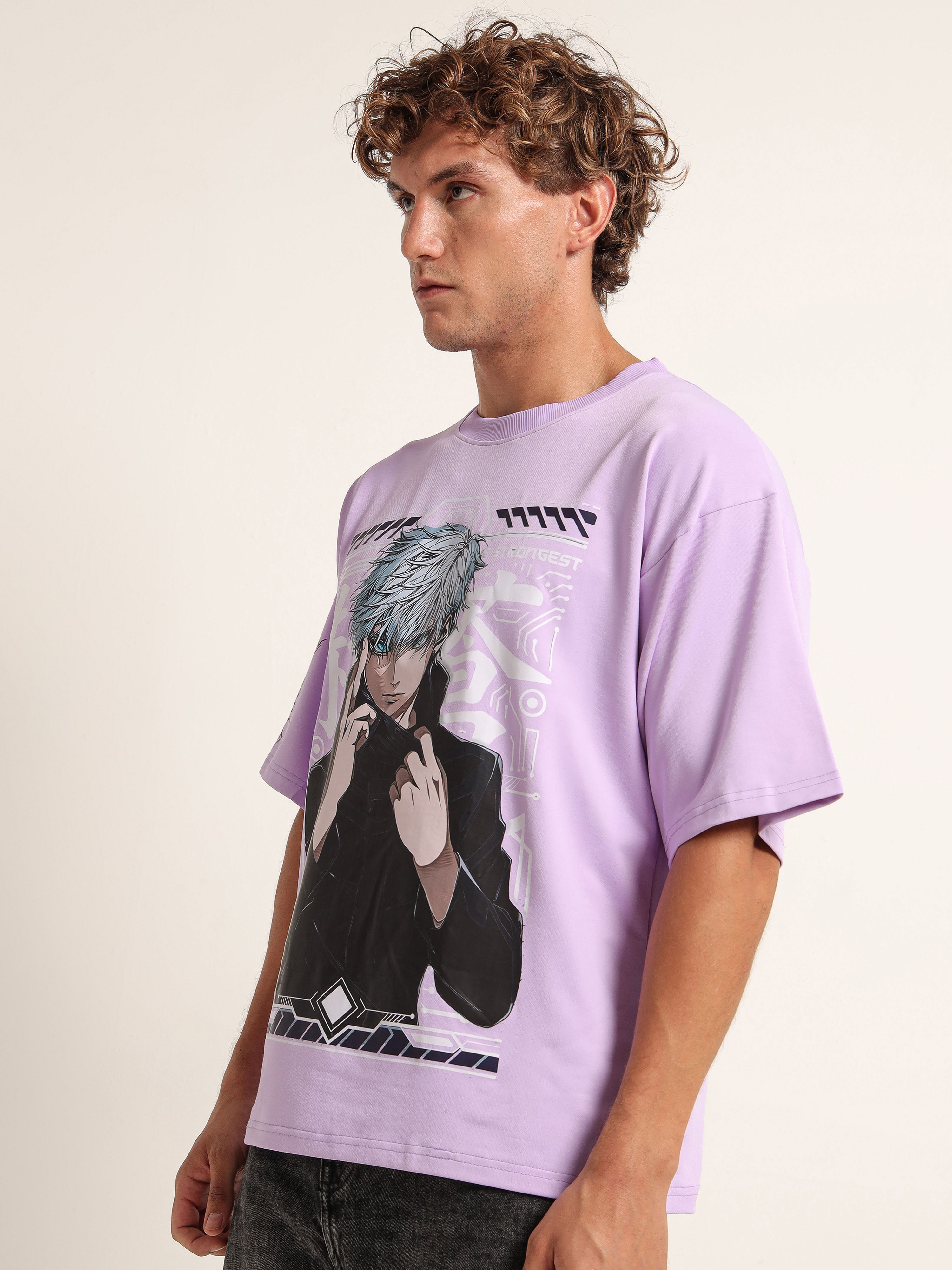 Men's Lilac Jujutsu Kaisen Gojo Oversized T-Shirt