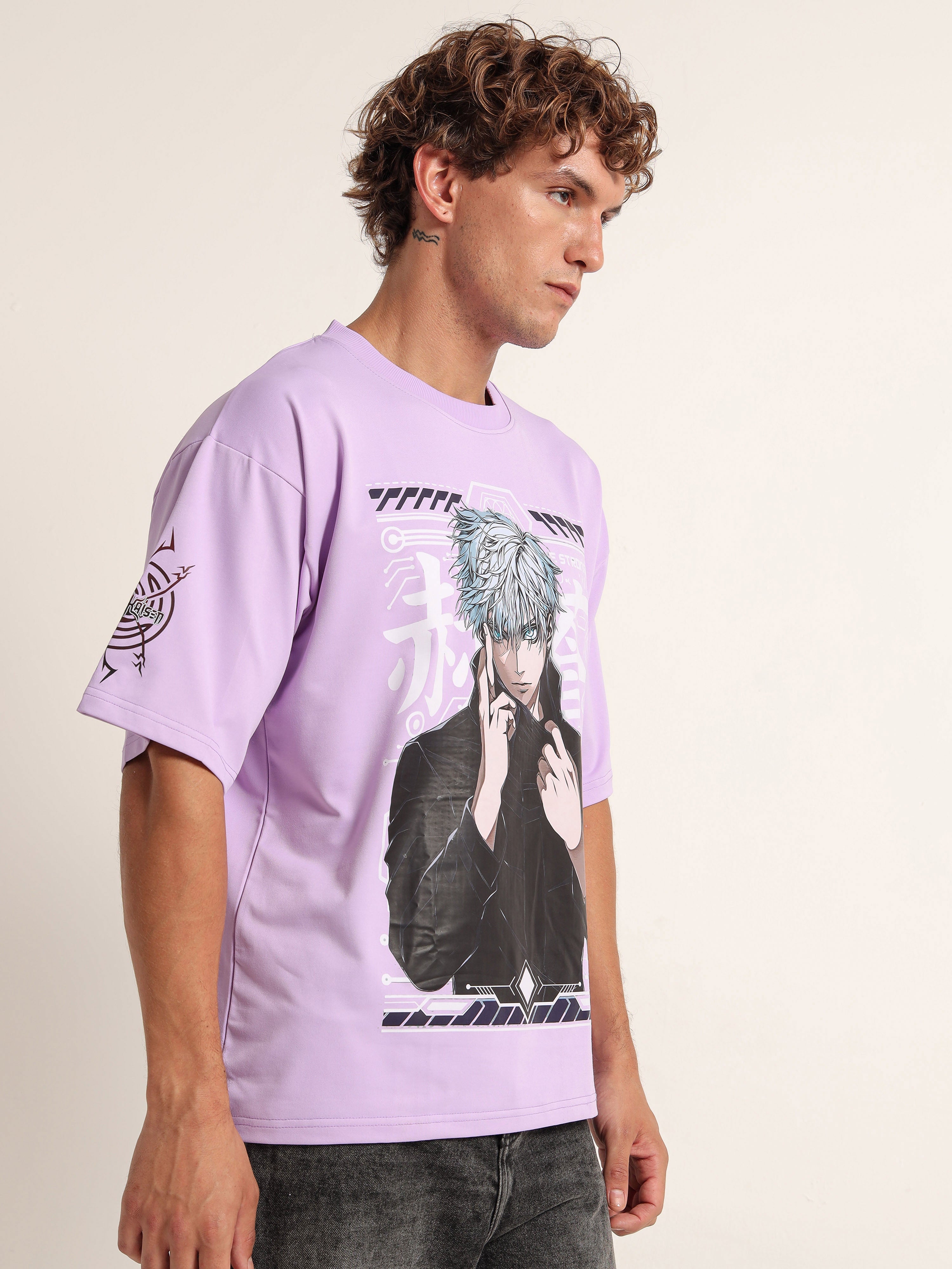 Men's Lilac Jujutsu Kaisen Gojo Oversized T-Shirt