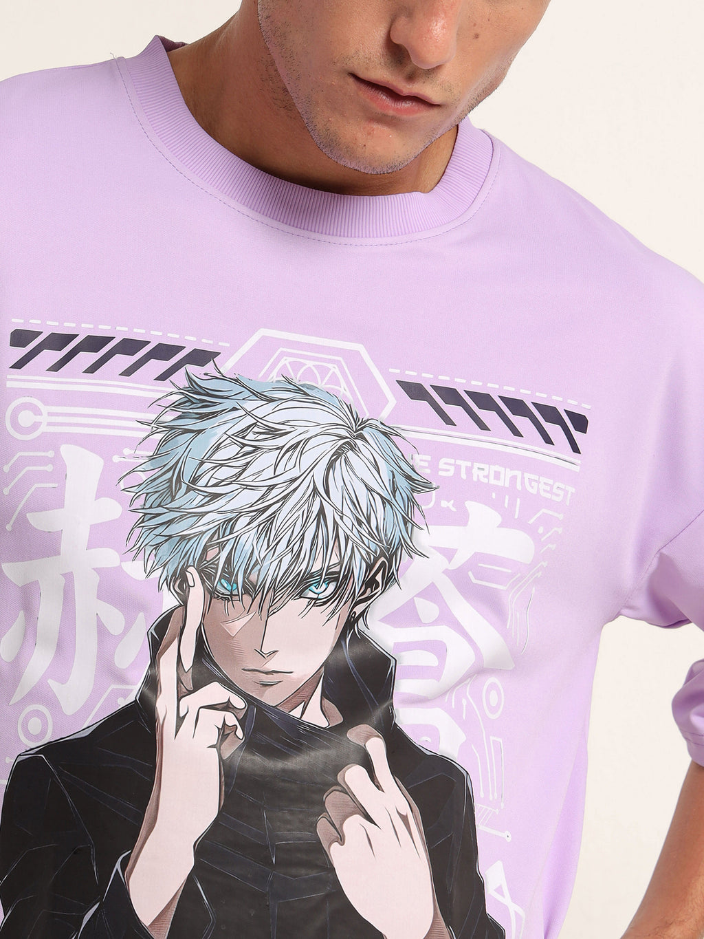 Men's Lilac Jujutsu Kaisen Gojo Oversized T-Shirt