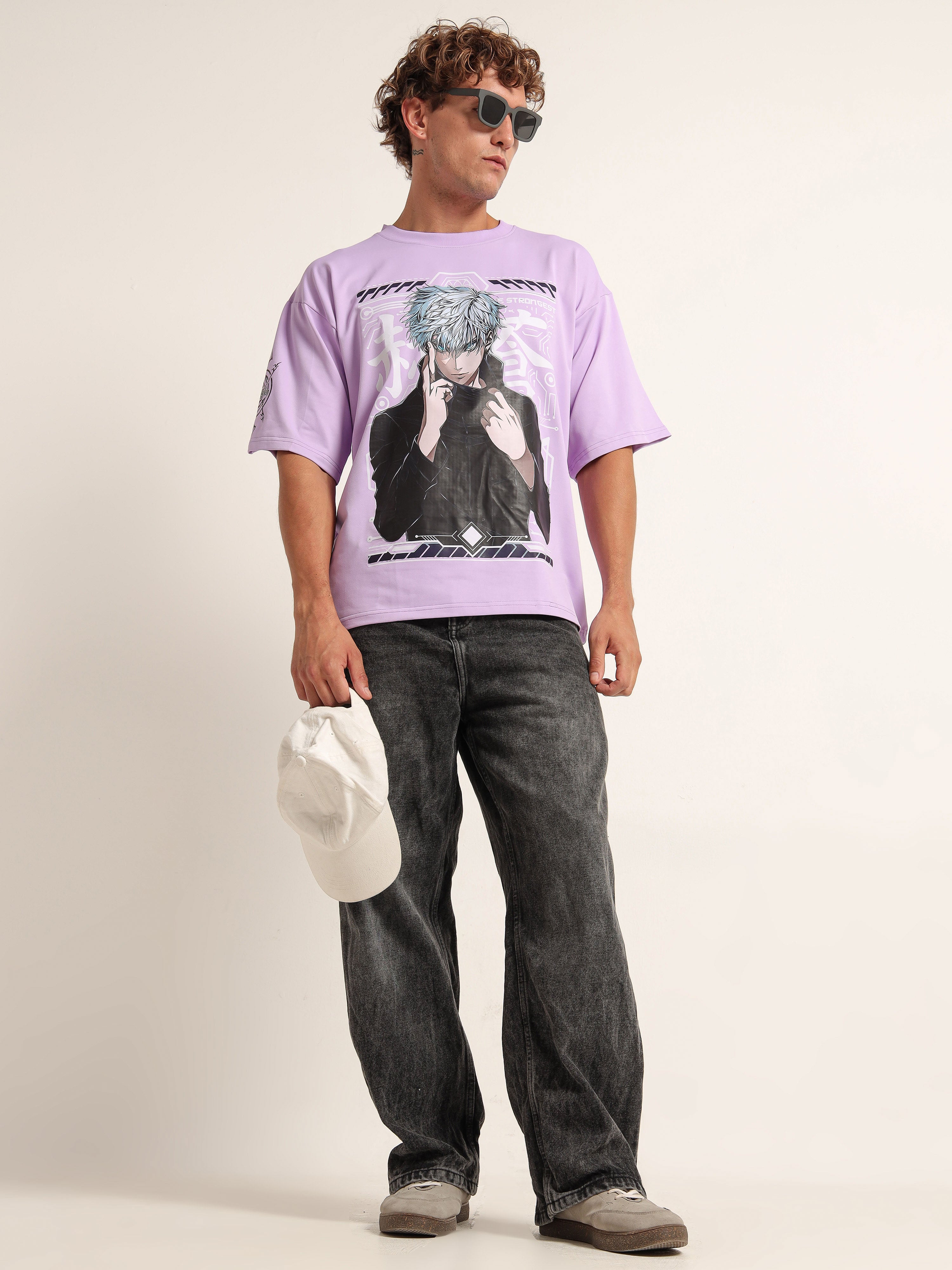Men's Lilac Jujutsu Kaisen Gojo Oversized T-Shirt