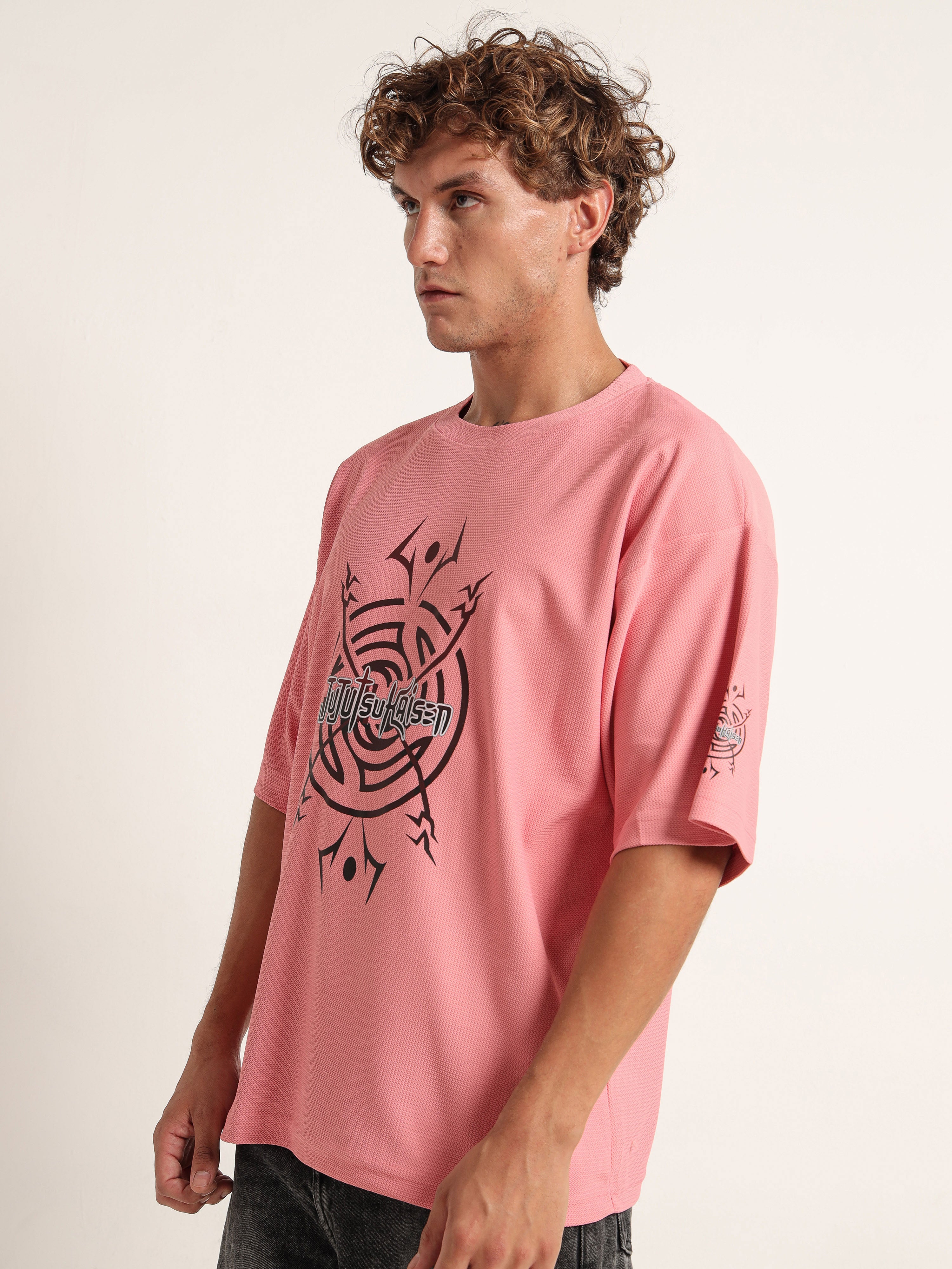 Men's Pink Jujutsu Kaisen Oversized T-Shirt
