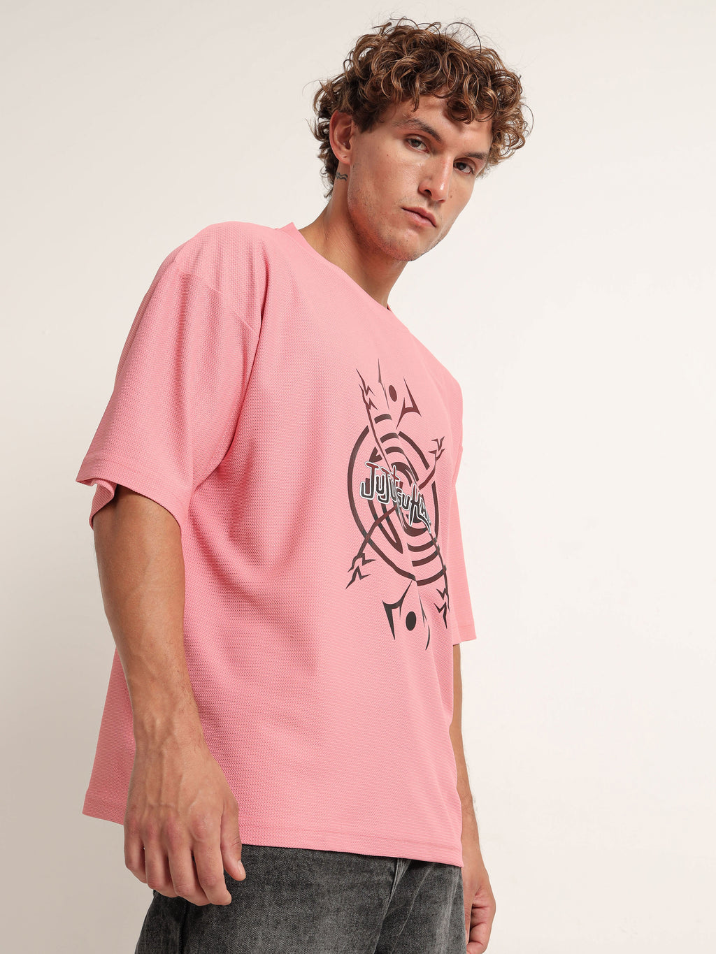 Men's Pink Jujutsu Kaisen Oversized T-Shirt