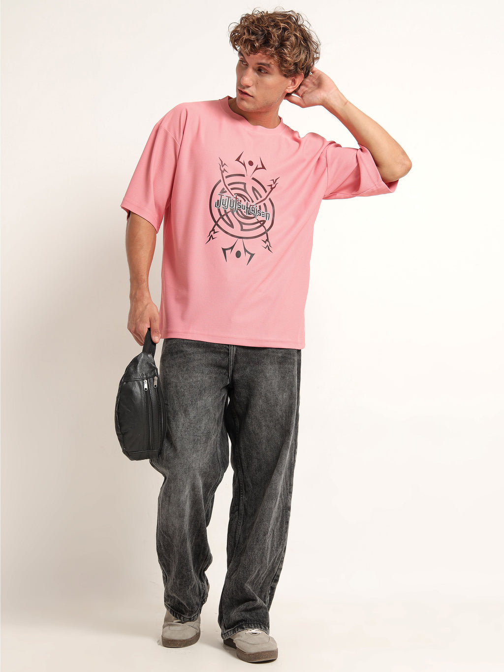 Men's Pink Jujutsu Kaisen Oversized T-Shirt