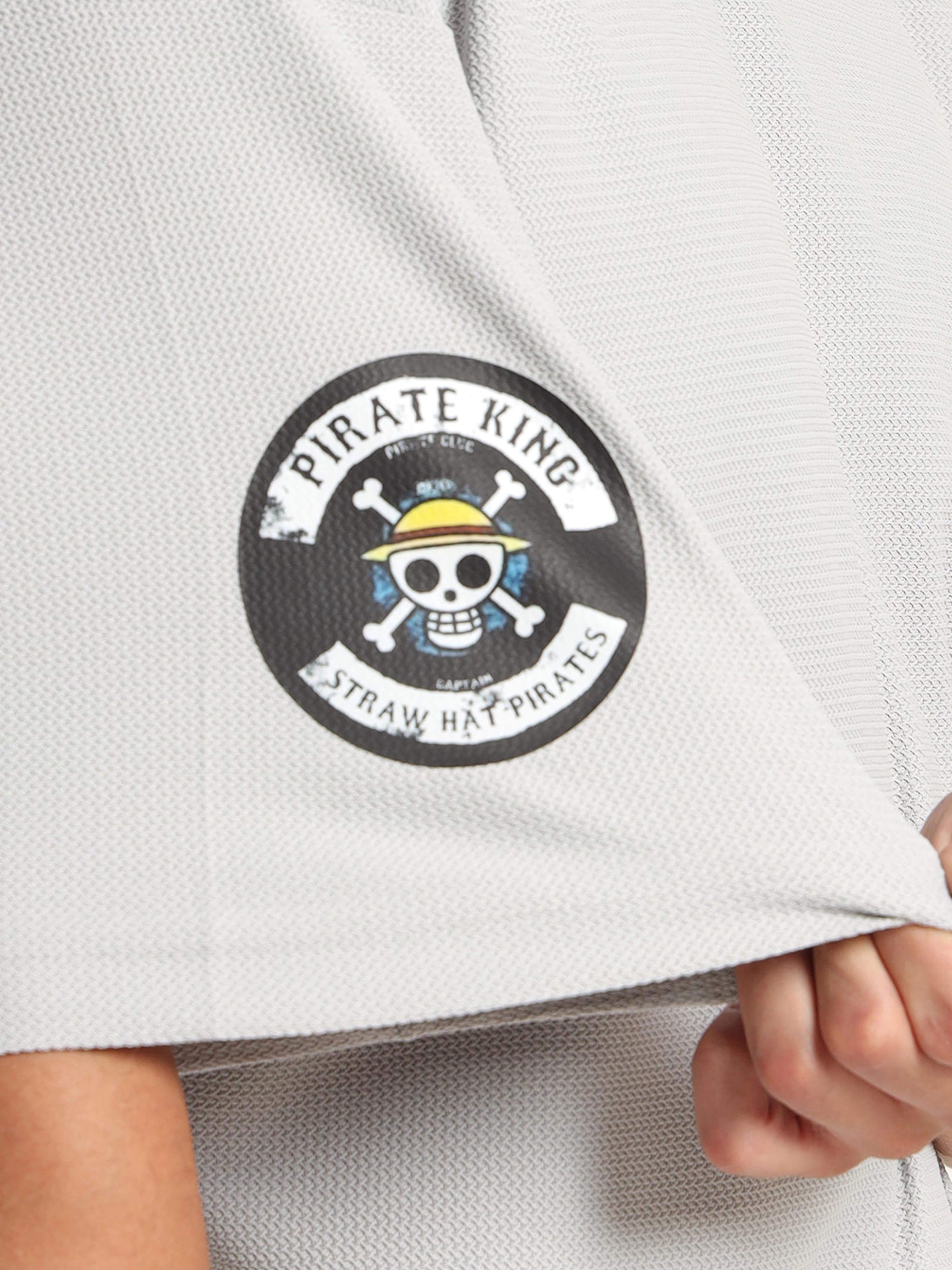 Light Grey Oversized “Monkey D. Luffy” Graphic Tee