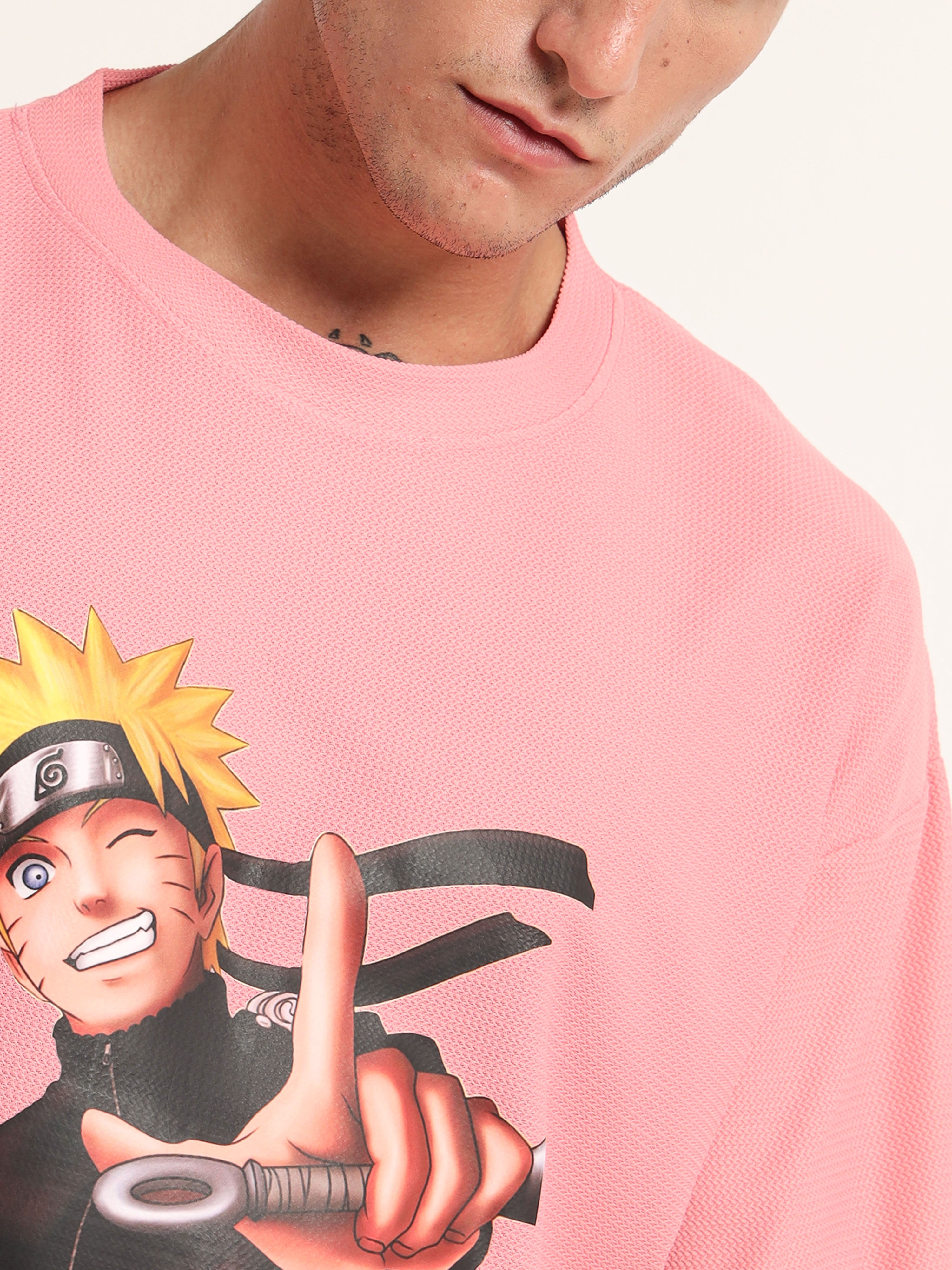 Men's Pink Naruto Shippuden Oversized T-Shirt