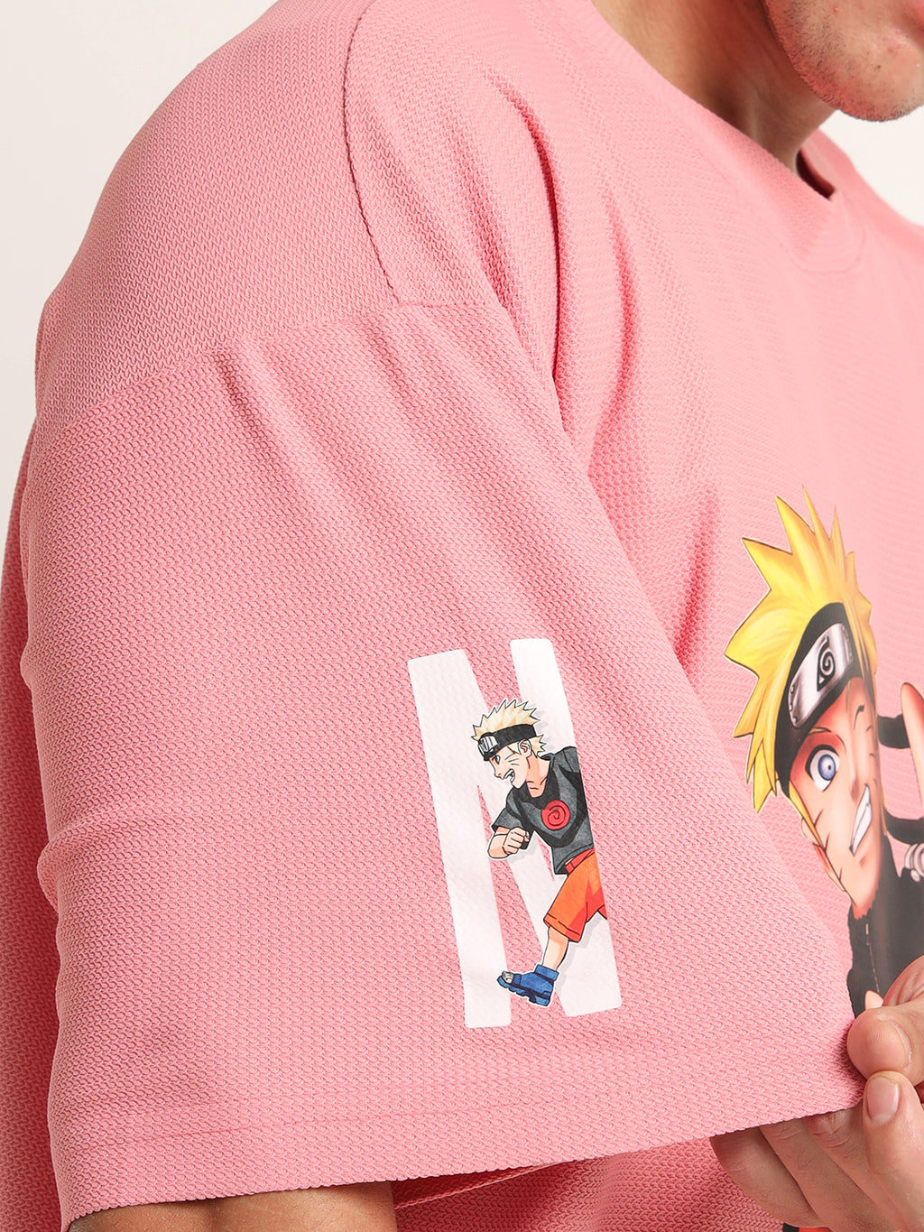 Men's Pink Naruto Shippuden Oversized T-Shirt