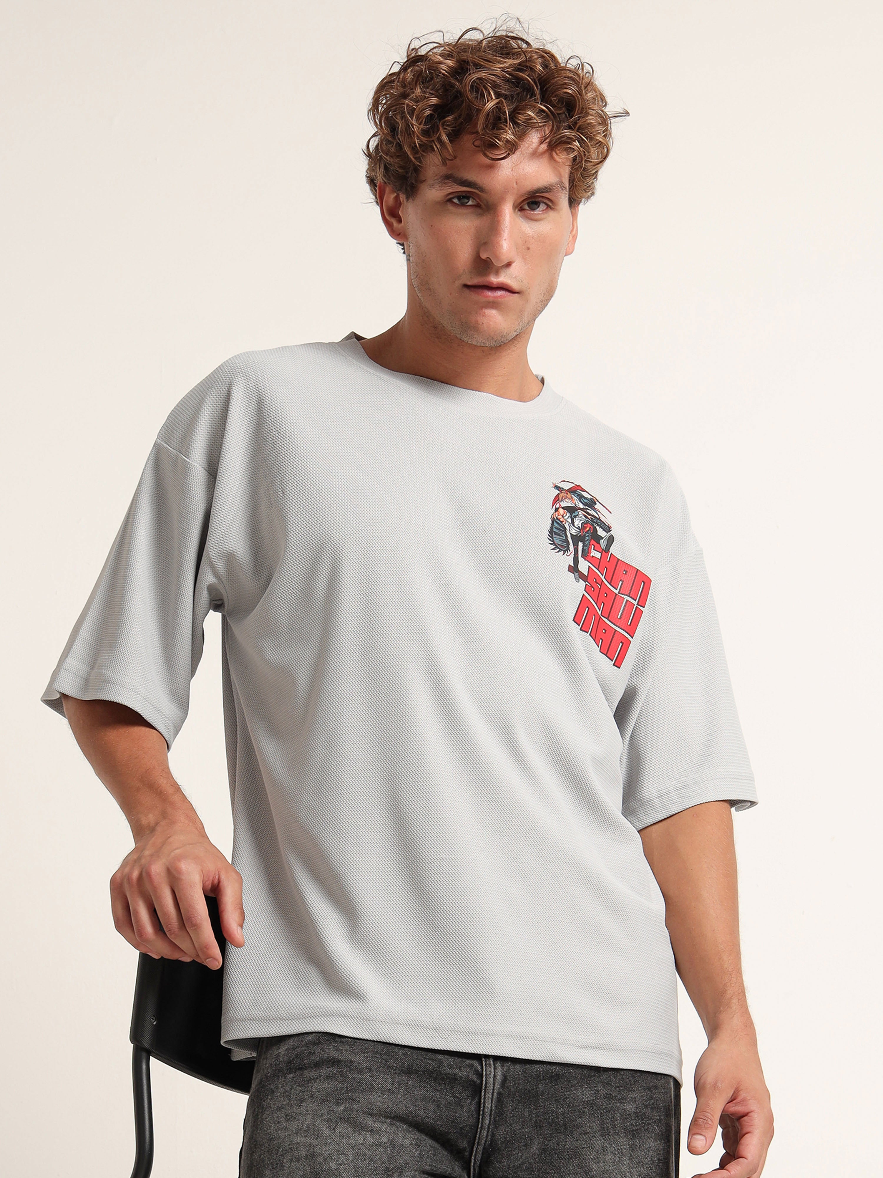 Red Block Warrior Graphic Oversized T-Shirt