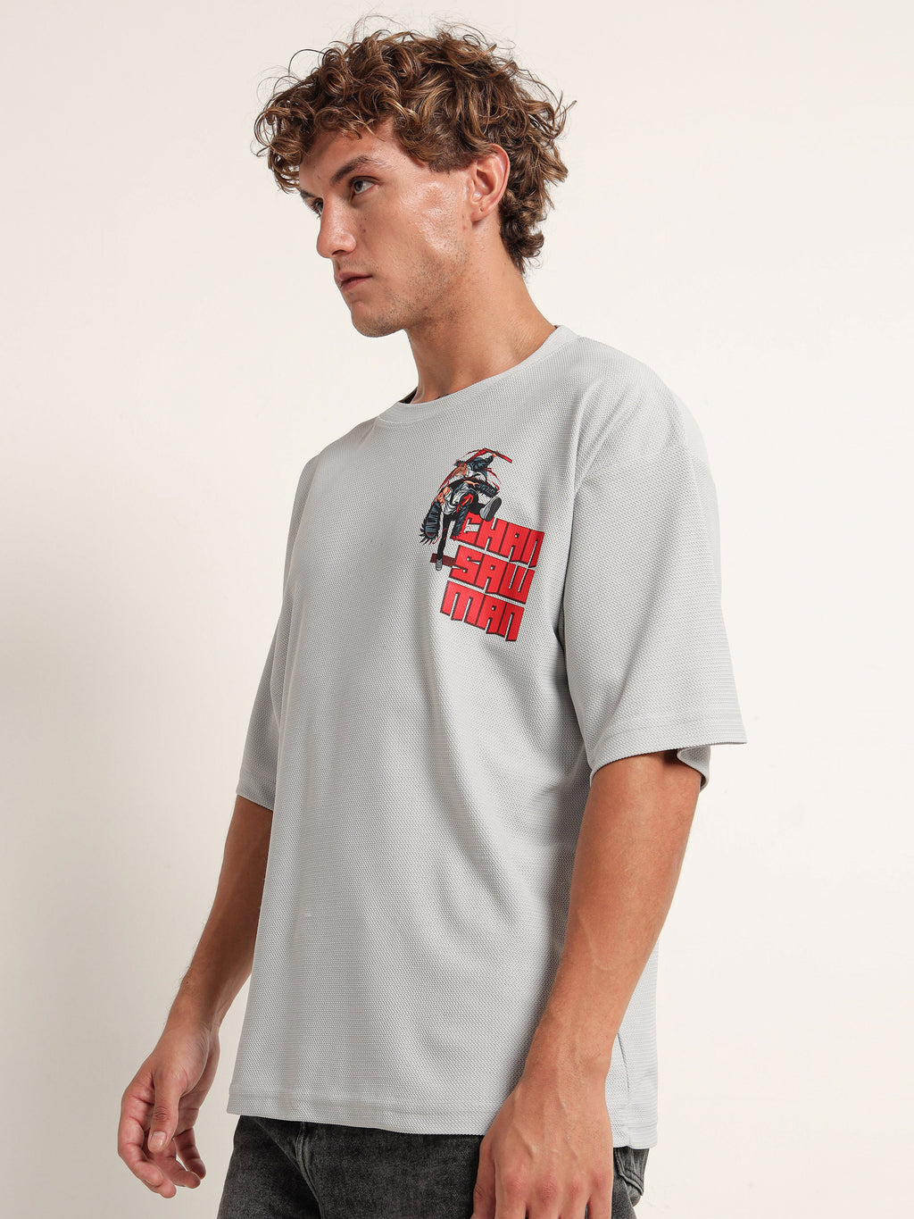 Red Block Warrior Graphic Oversized T-Shirt