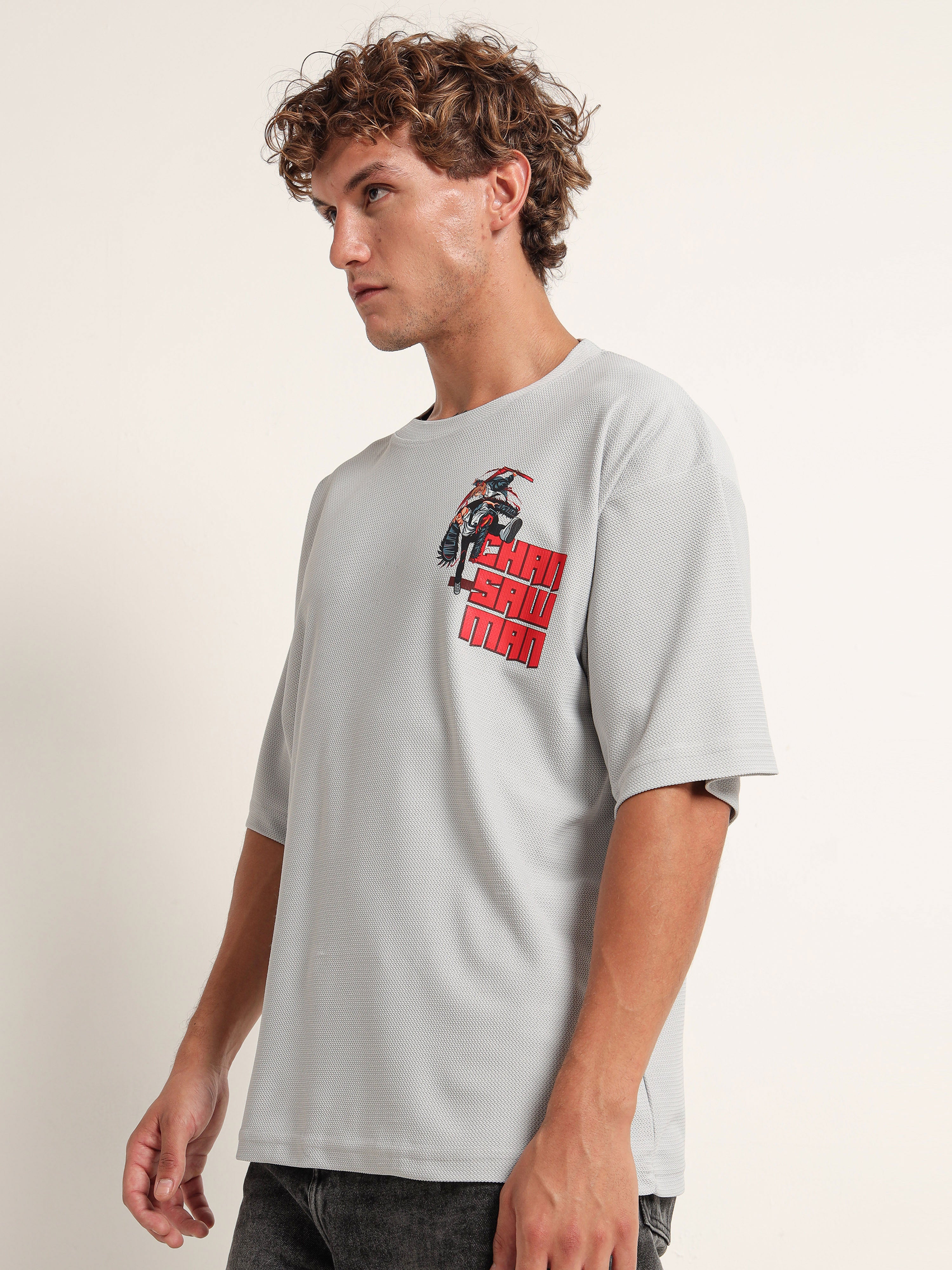 Red Block Warrior Graphic Oversized T-Shirt