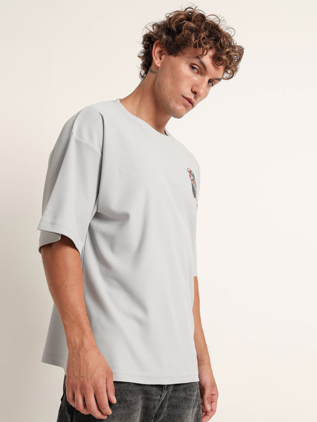 Red Block Warrior Graphic Oversized T-Shirt