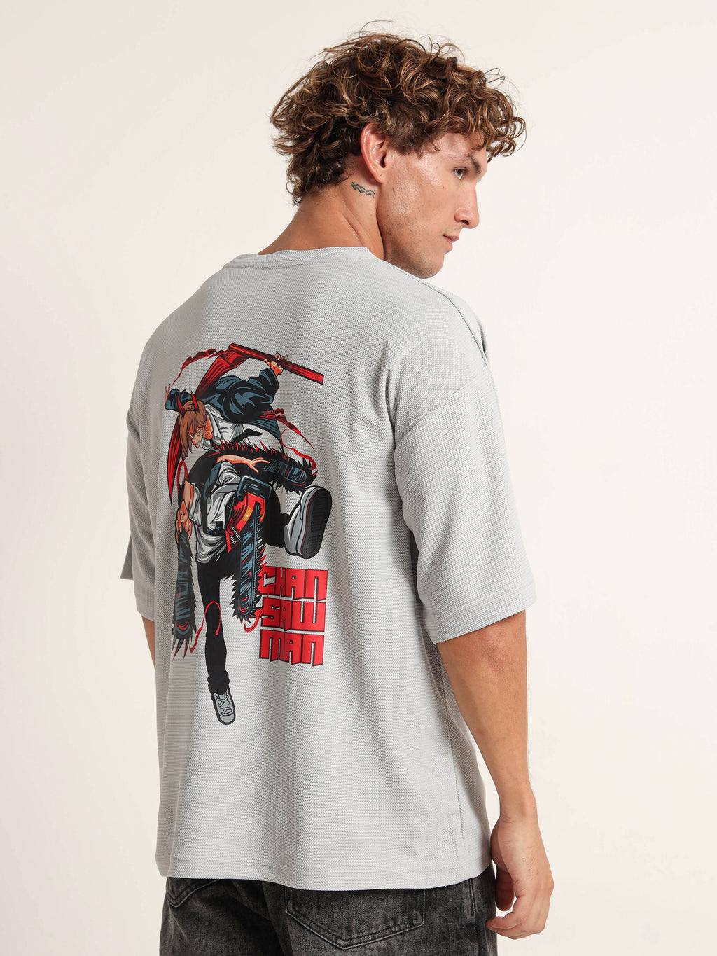 Red Block Warrior Graphic Oversized T-Shirt