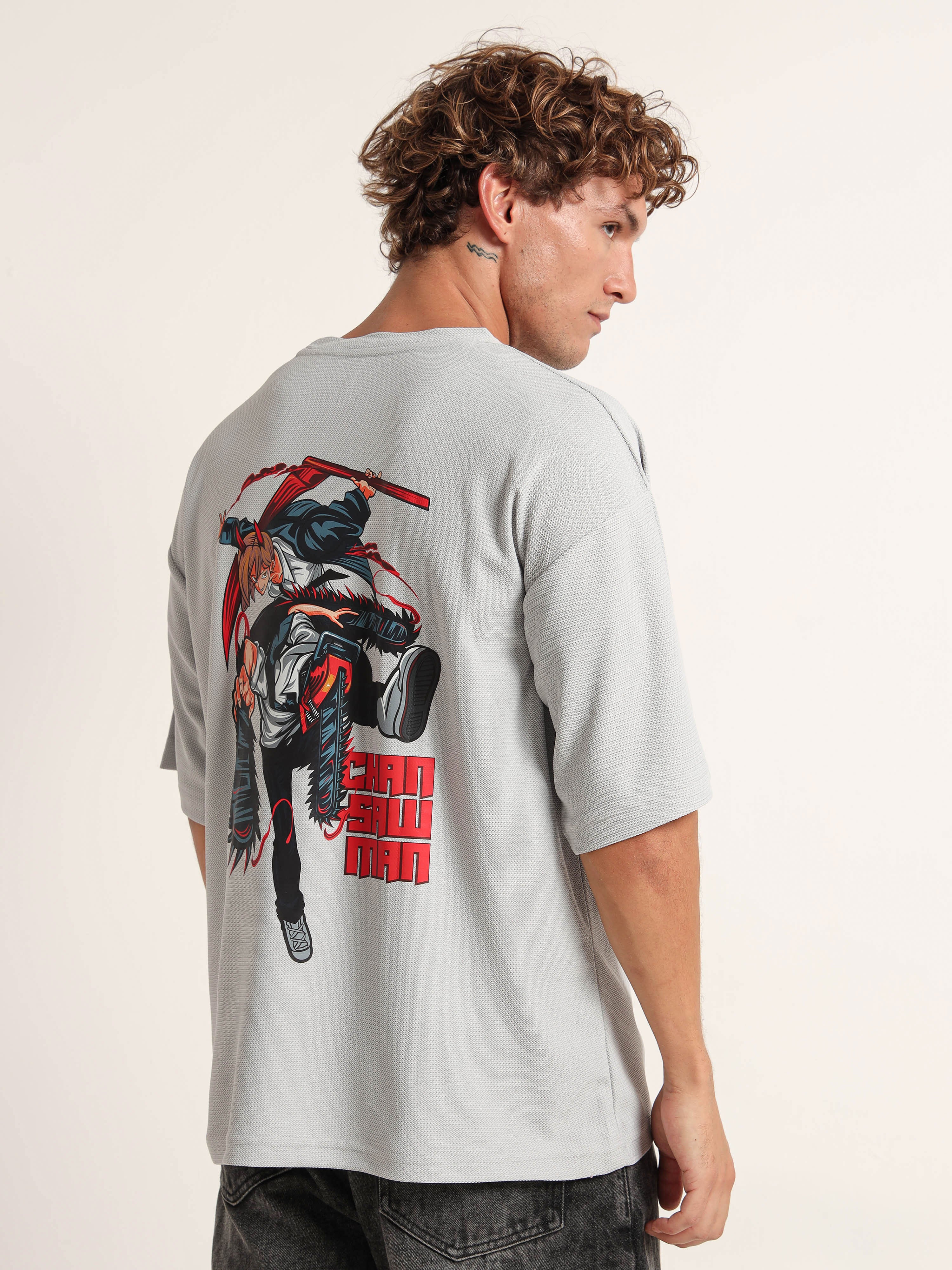 Red Block Warrior Graphic Oversized T-Shirt