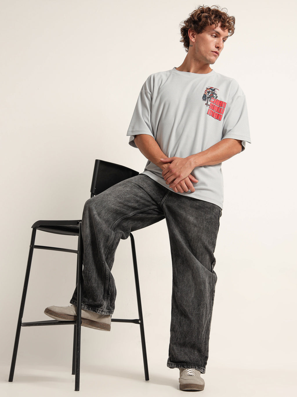 Red Block Warrior Graphic Oversized T-Shirt