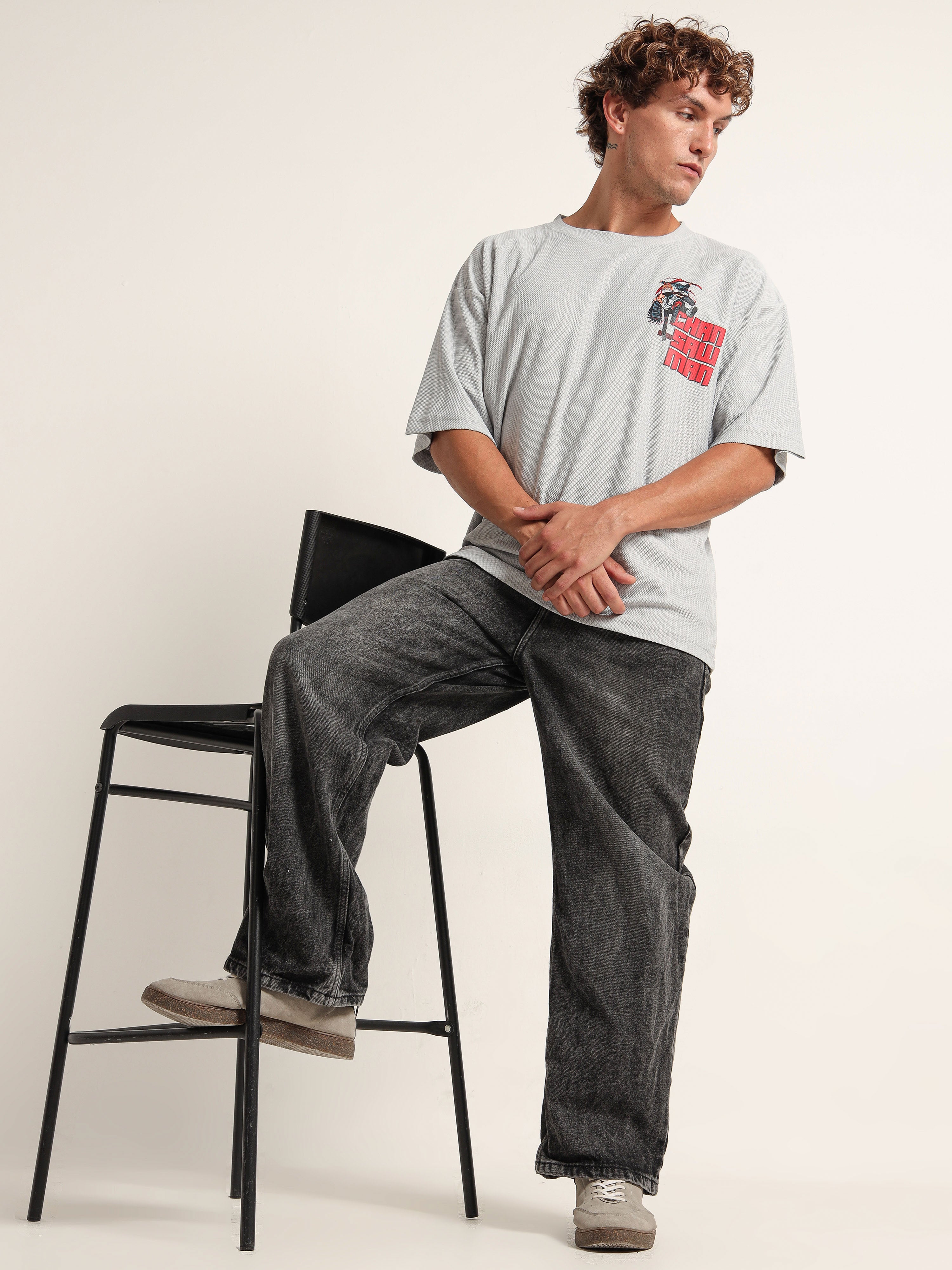 Red Block Warrior Graphic Oversized T-Shirt