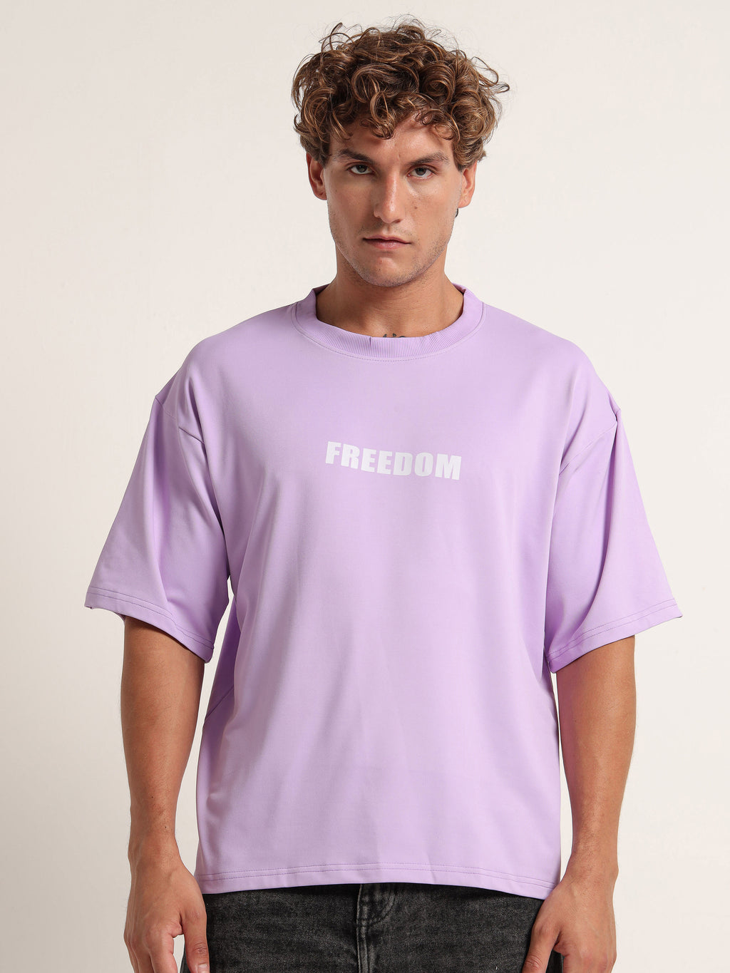 Men's Lavender Great Wave Off Kanagawa Oversized T-Shirt