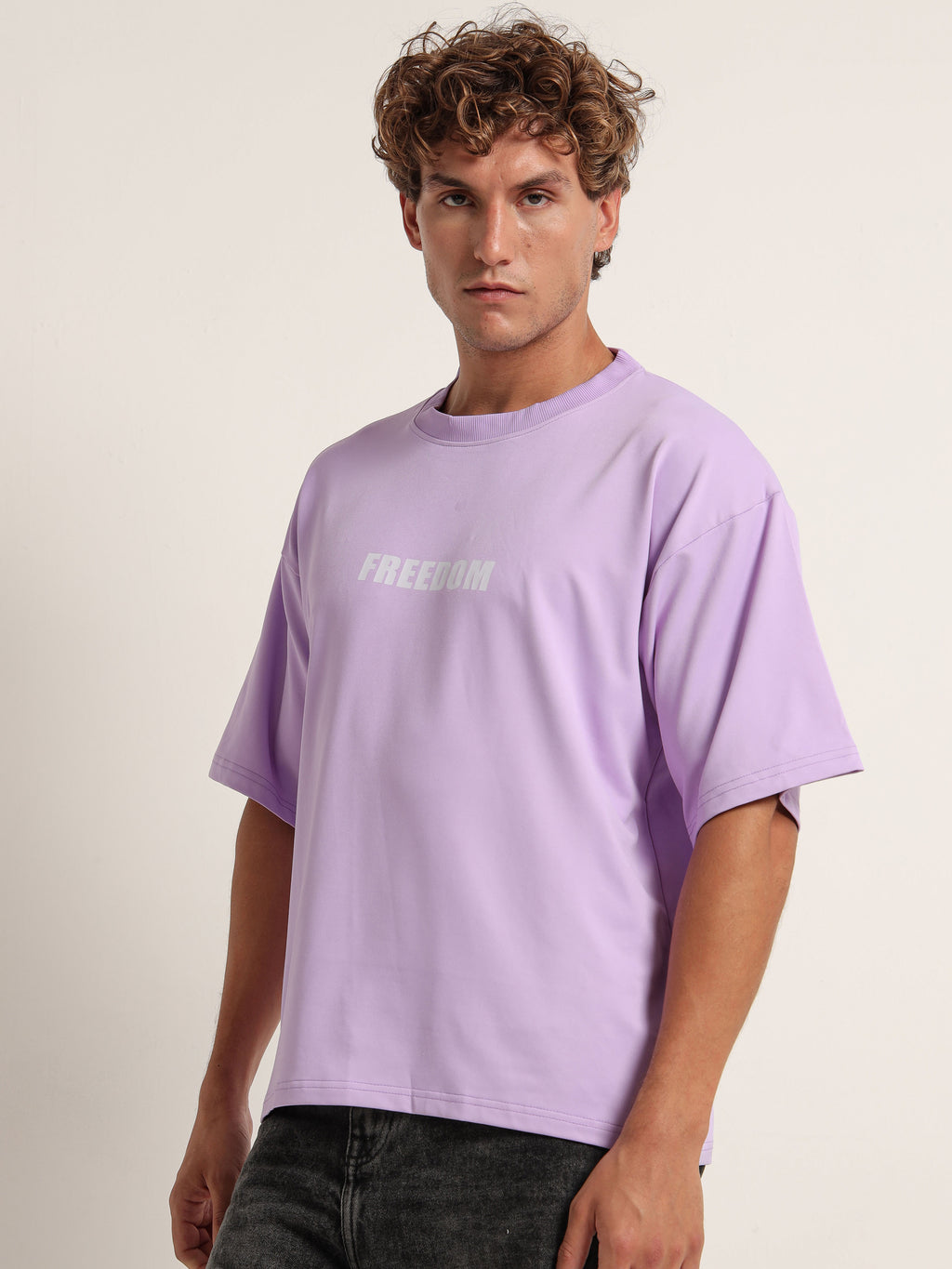 Men's Lavender Great Wave Off Kanagawa Oversized T-Shirt